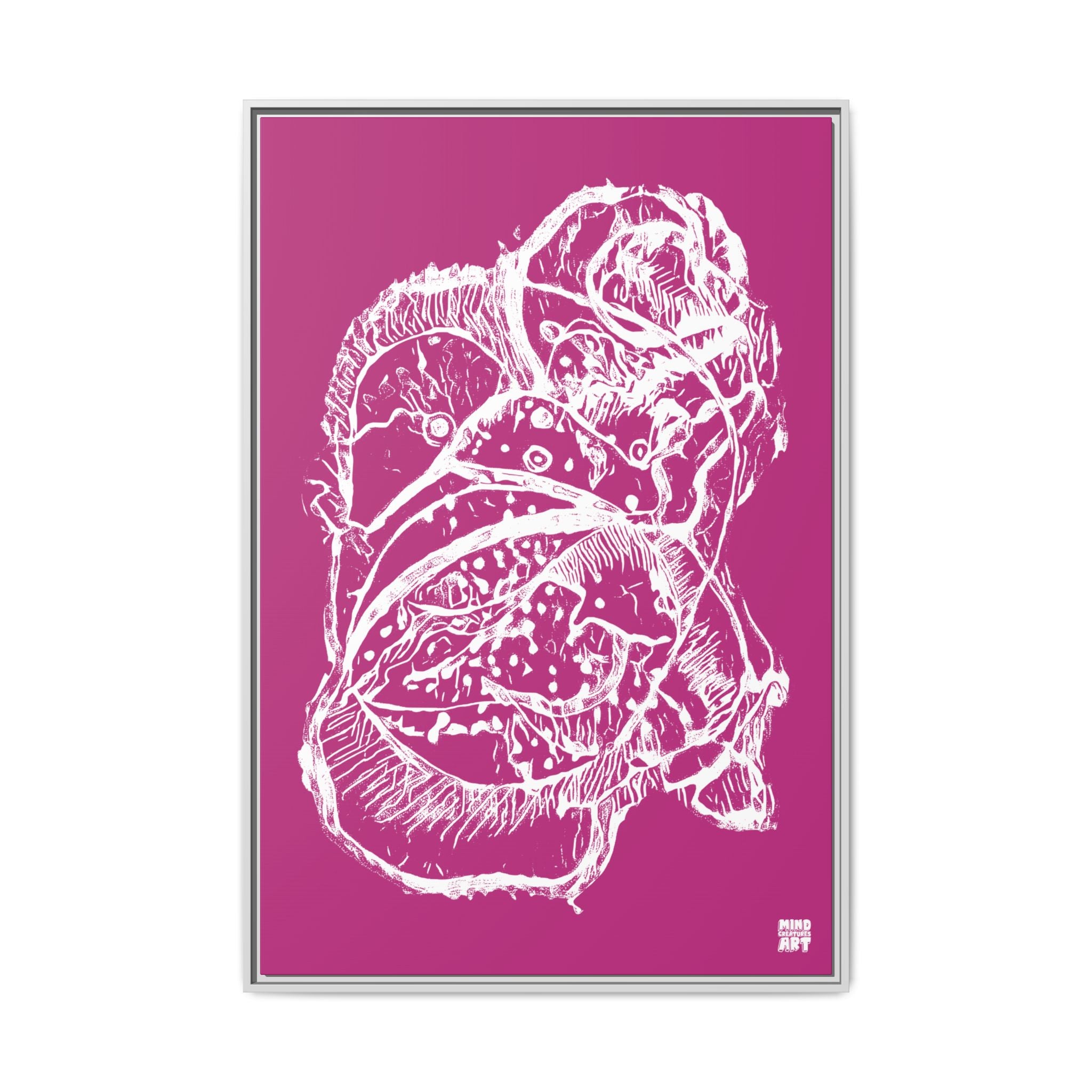 Exploration (White, Pink Background) Matte Canvas, Framed