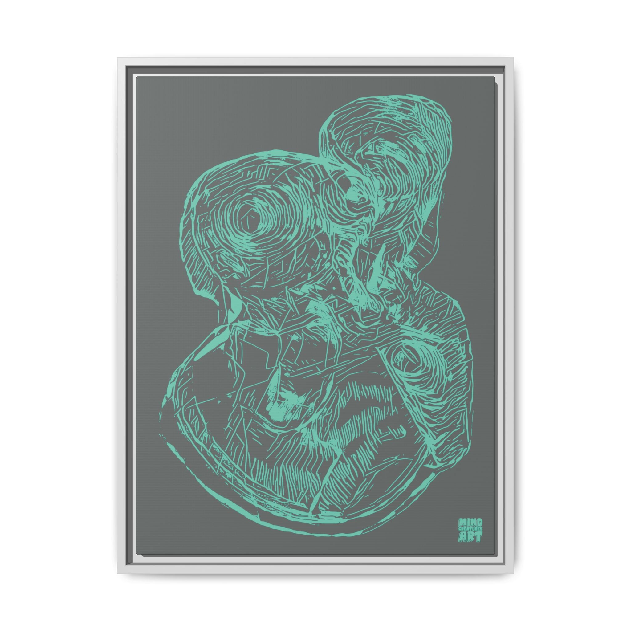 Curiosity (Teal, Dark Gray Background) Matte Canvas, Framed