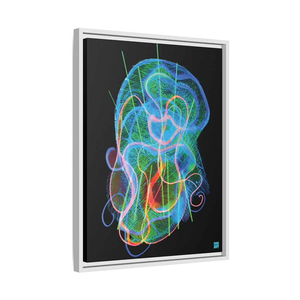 Davy Jones (Electric Blue & Green, Black Background) Matte Canvas, Framed
