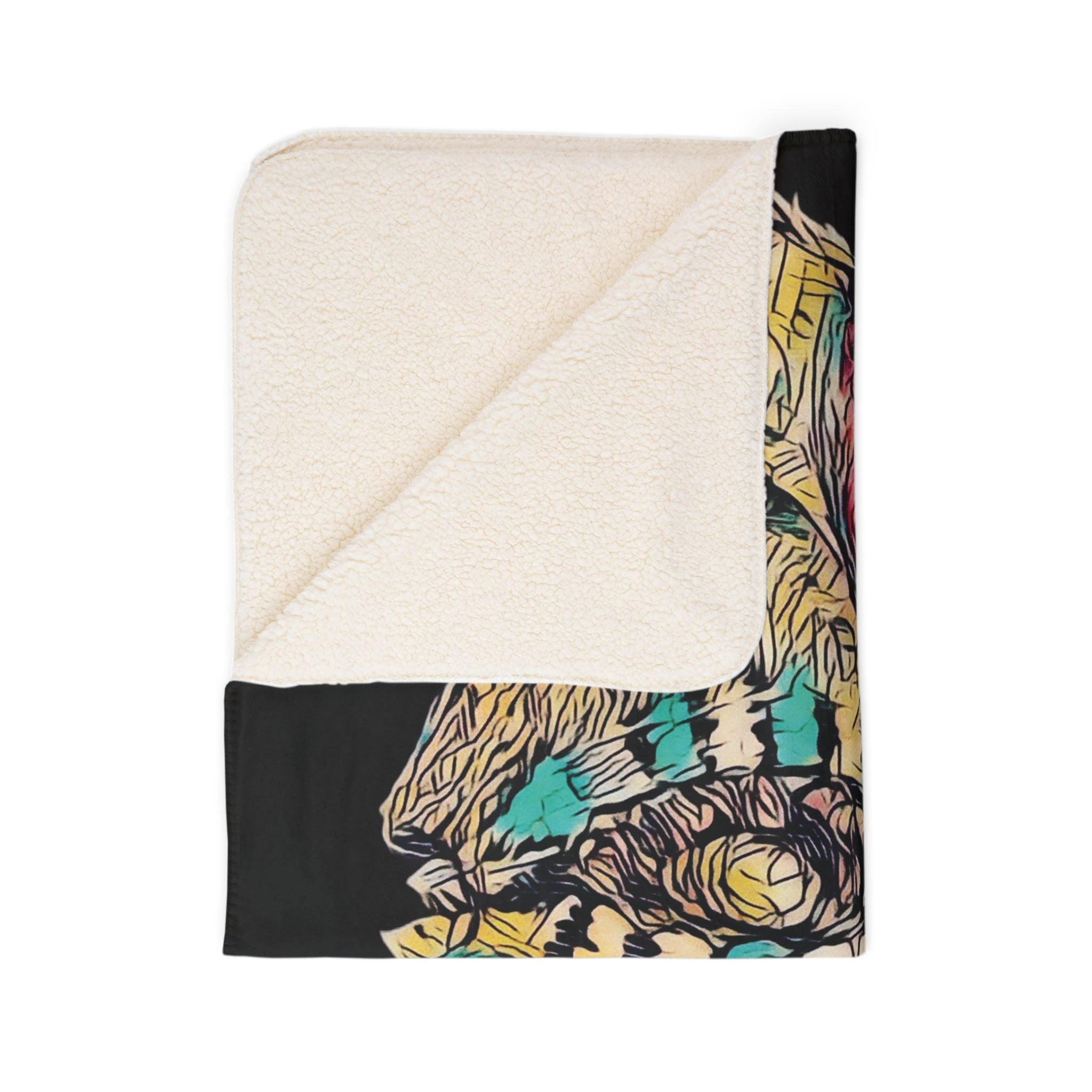 Hypnagogic (Gold, Black Background) Fleece Sherpa Blanket