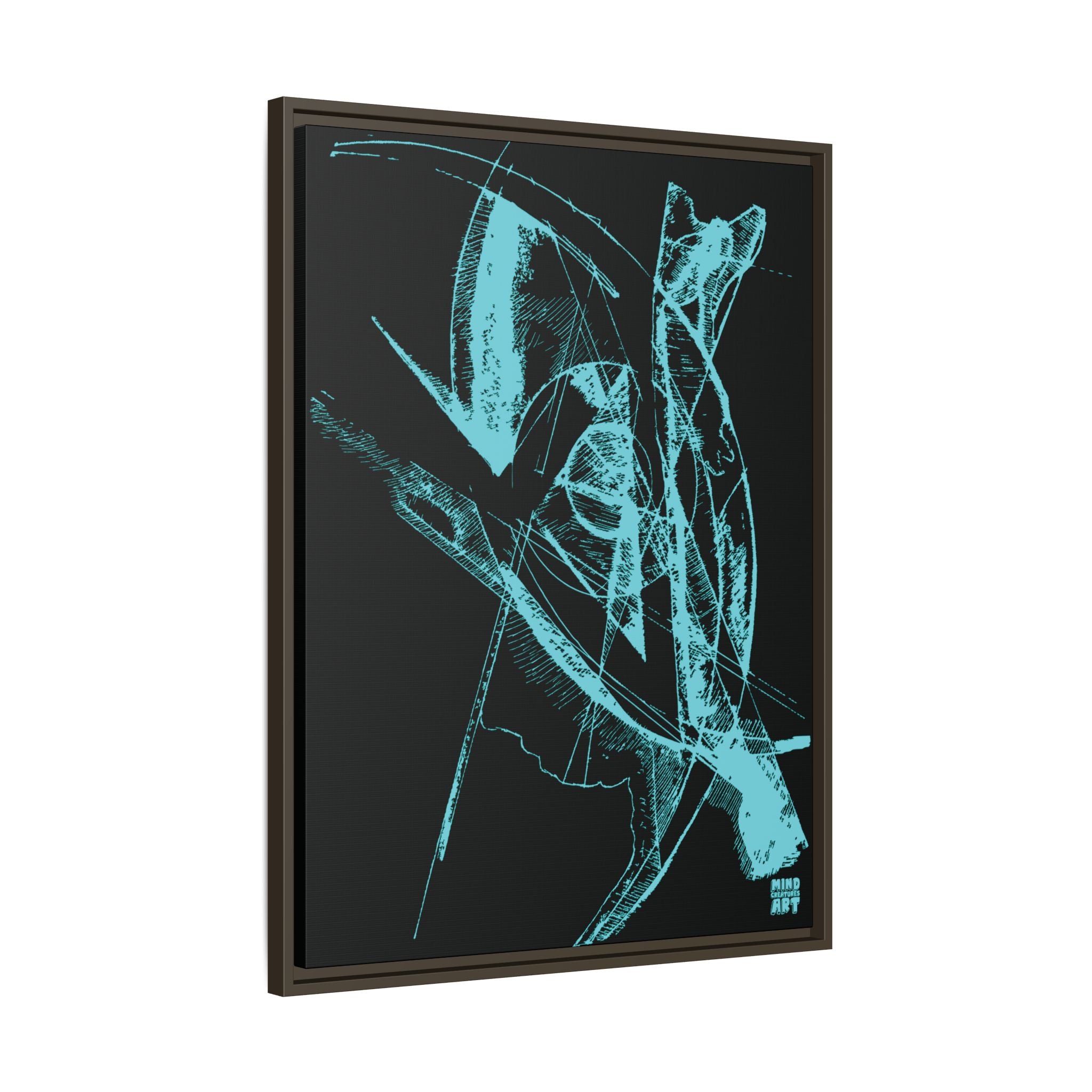 Watching (Aqua, Black Background) Matte Canvas, Framed
