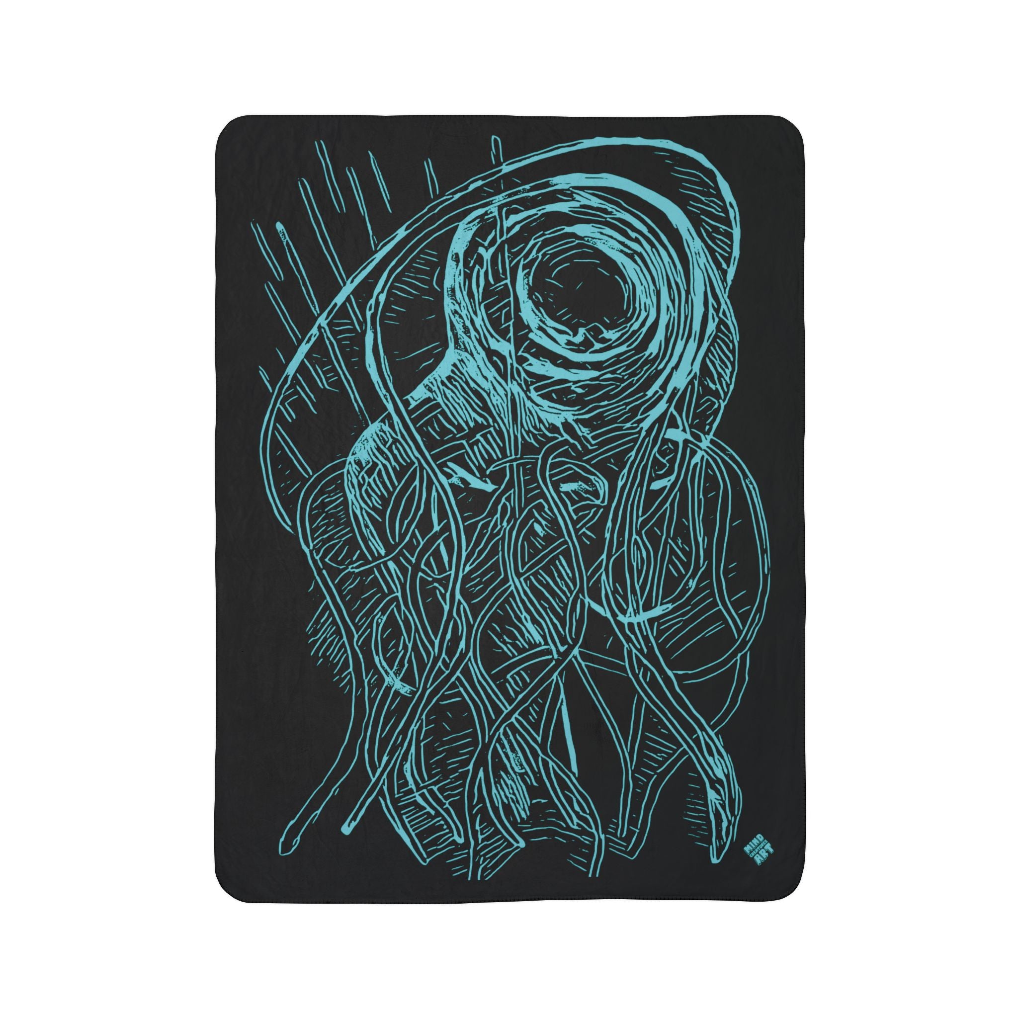 Jelly Jam (Aqua, Black Background) Fleece Sherpa Blanket