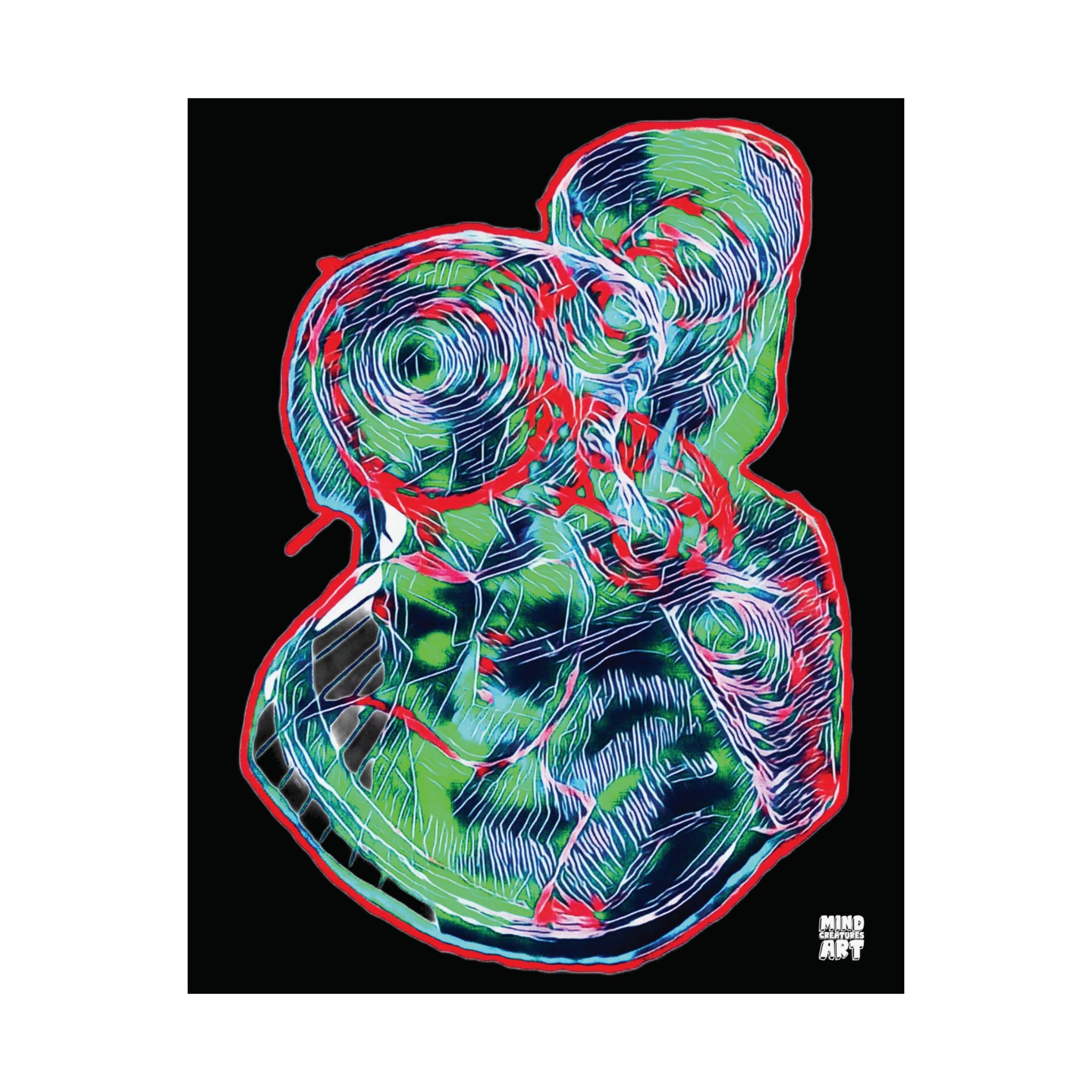 Curiosity (Red & Green, Black Background) Matte Poster