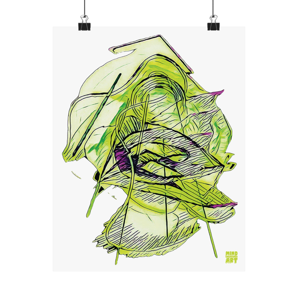 Dive Reflex (Lime, White Background) Matte Poster