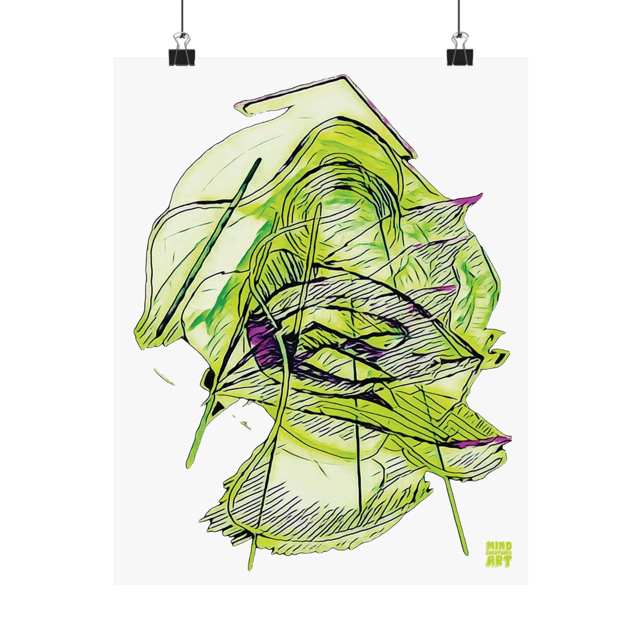 Dive Reflex (Lime, White Background) Matte Poster