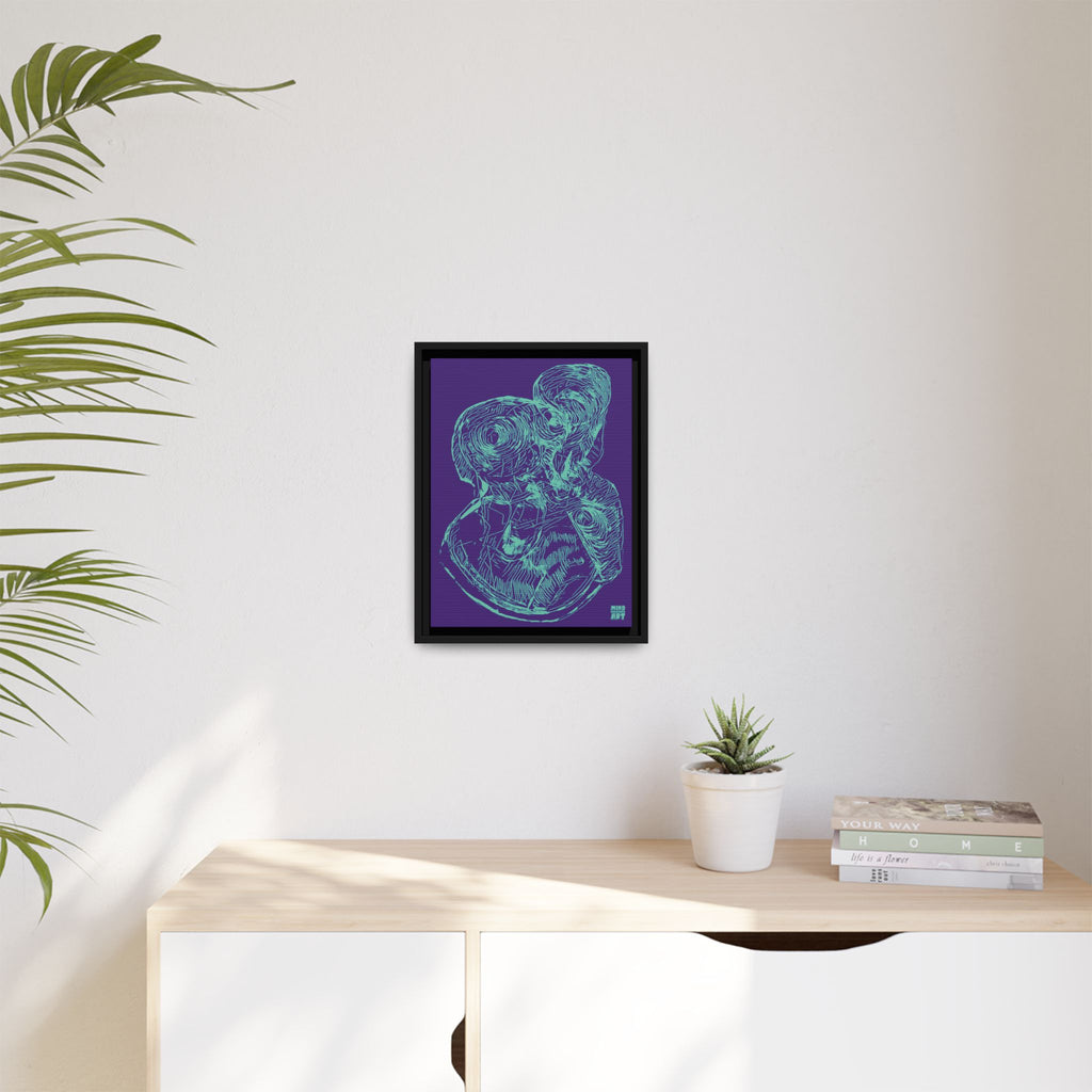 Curiosity (Teal, Purple Background) Matte Canvas, Framed