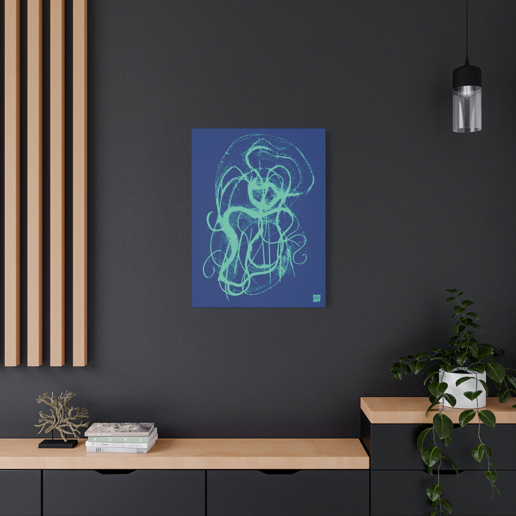 Davy Jones (Teal, Dark Blue Background) Matte Canvas, Stretched, 1.25"