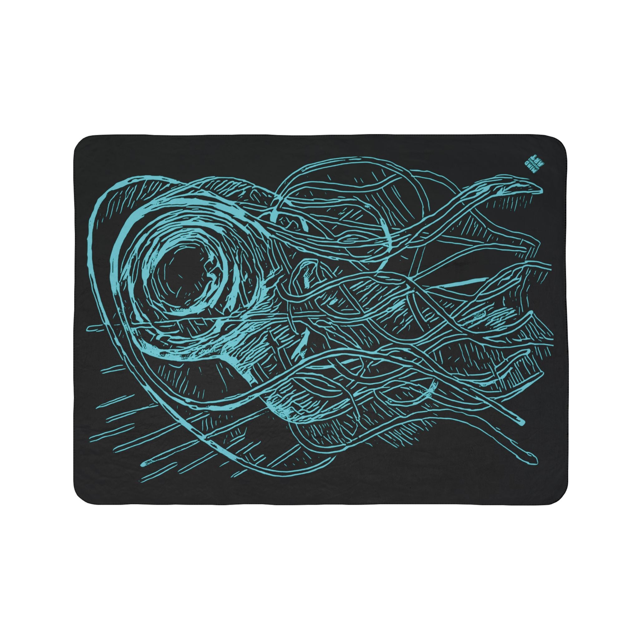 Jelly Jam (Aqua, Black Background) Fleece Sherpa Blanket