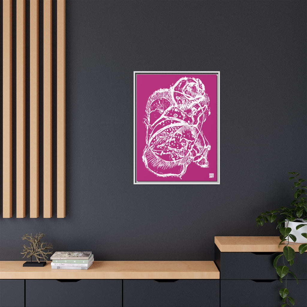 Exploration (White, Pink Background) Matte Canvas, Framed
