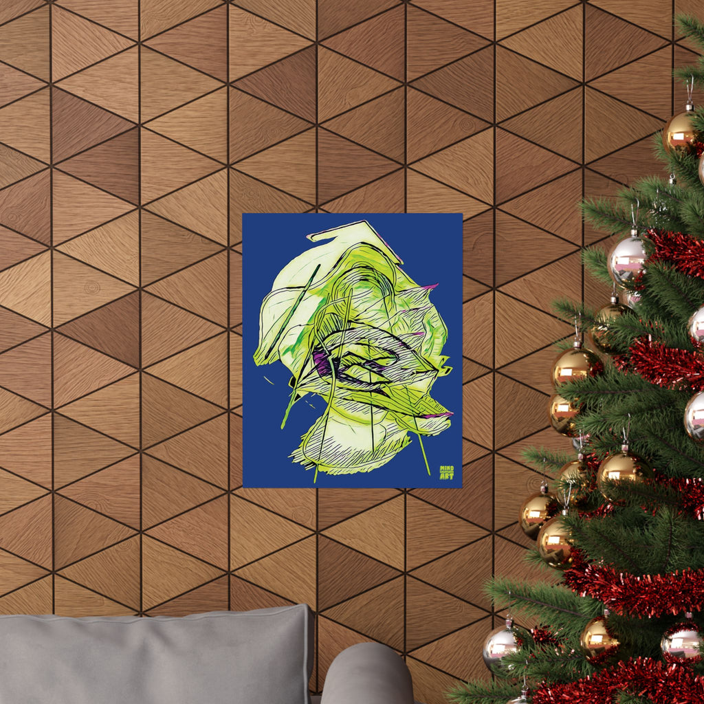 Dive Reflex (Lime, Dark Blue Background) Matte Poster