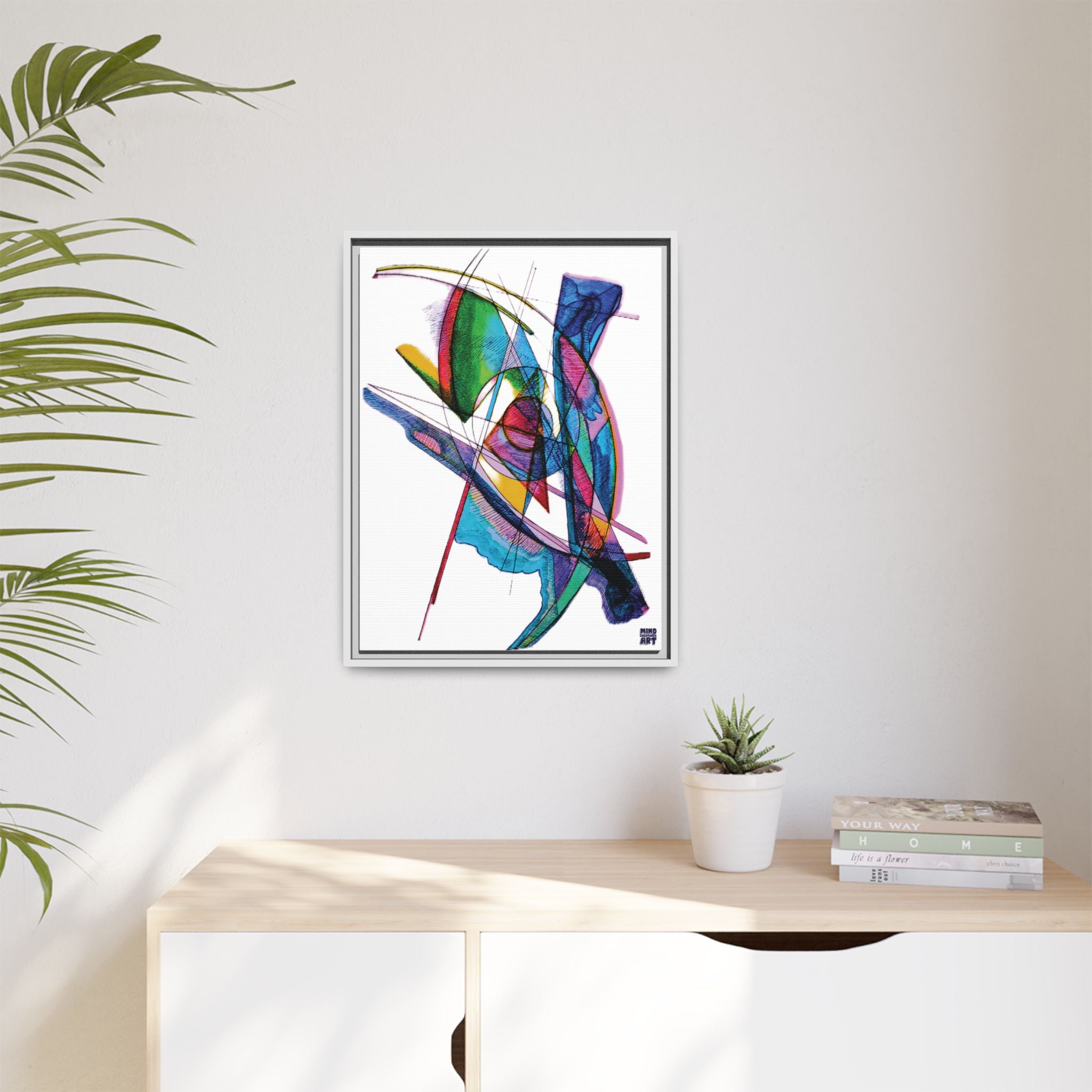 Watching (White Background) Matte Canvas, Framed