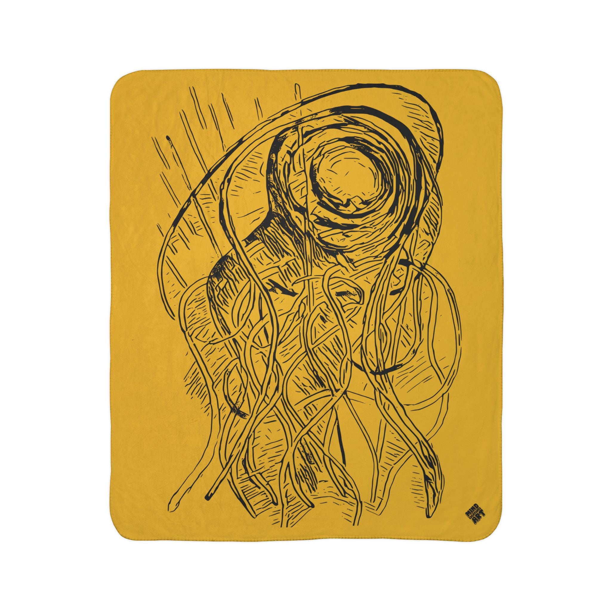 Jelly Jam (Black, Yellow Background) Fleece Sherpa Blanket