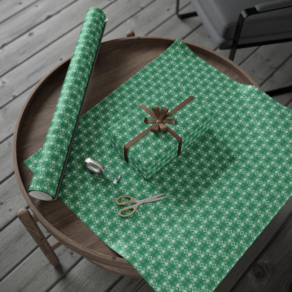 Love (White, Green Background) Heavy Wrapping Paper