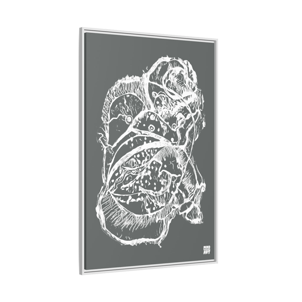 Exploration (White, Dark Gray Background) Matte Canvas, Framed