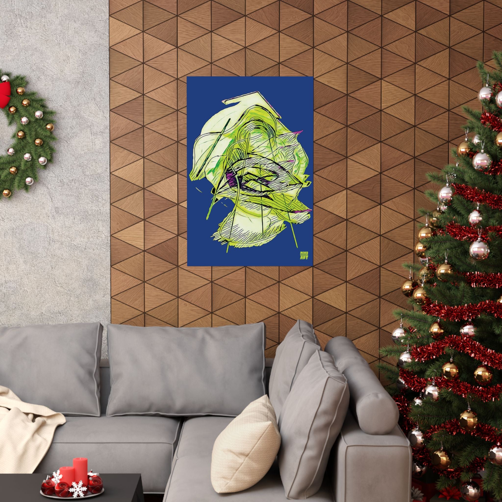 Dive Reflex (Lime, Dark Blue Background) Matte Poster