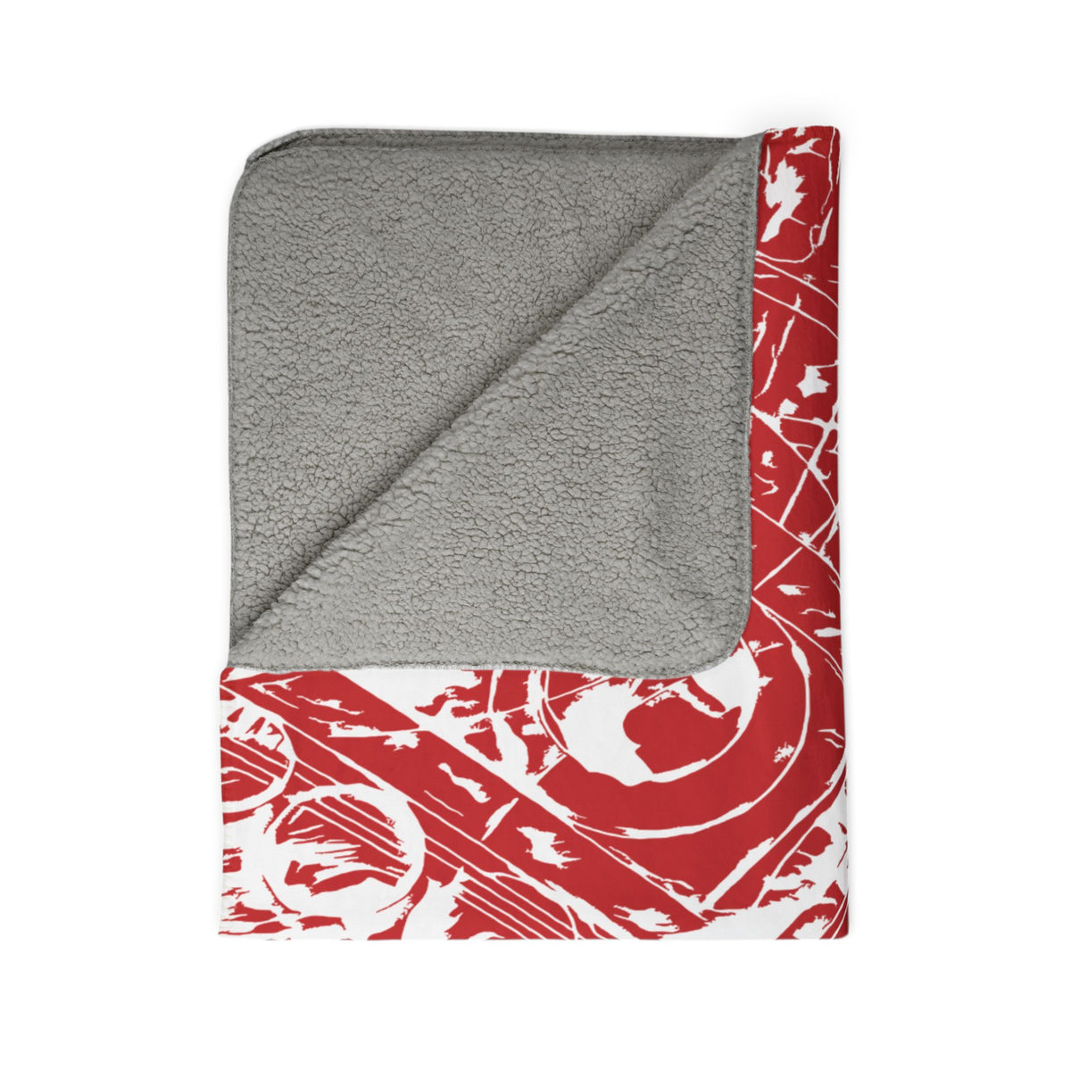 Love (White, Mirror, Red Background) Fleece Sherpa Blanket
