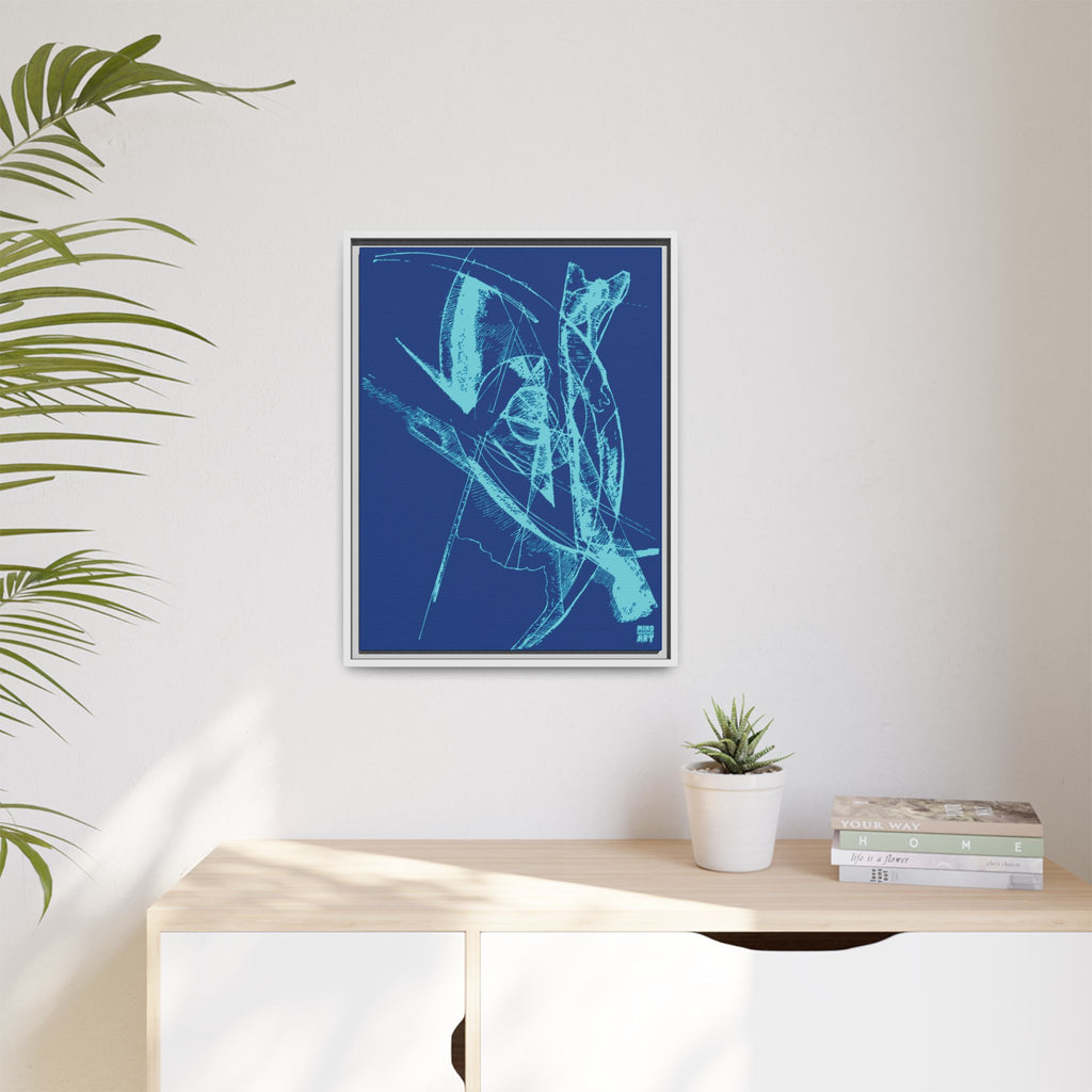 Watching (Aqua, Dark Blue Background) Matte Canvas, Framed
