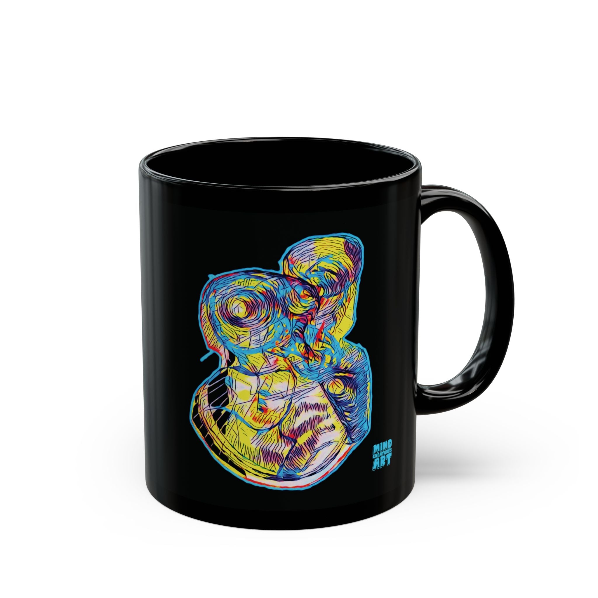 Curiosity (Neon) Black Ceramic Mug (11oz, 15oz)