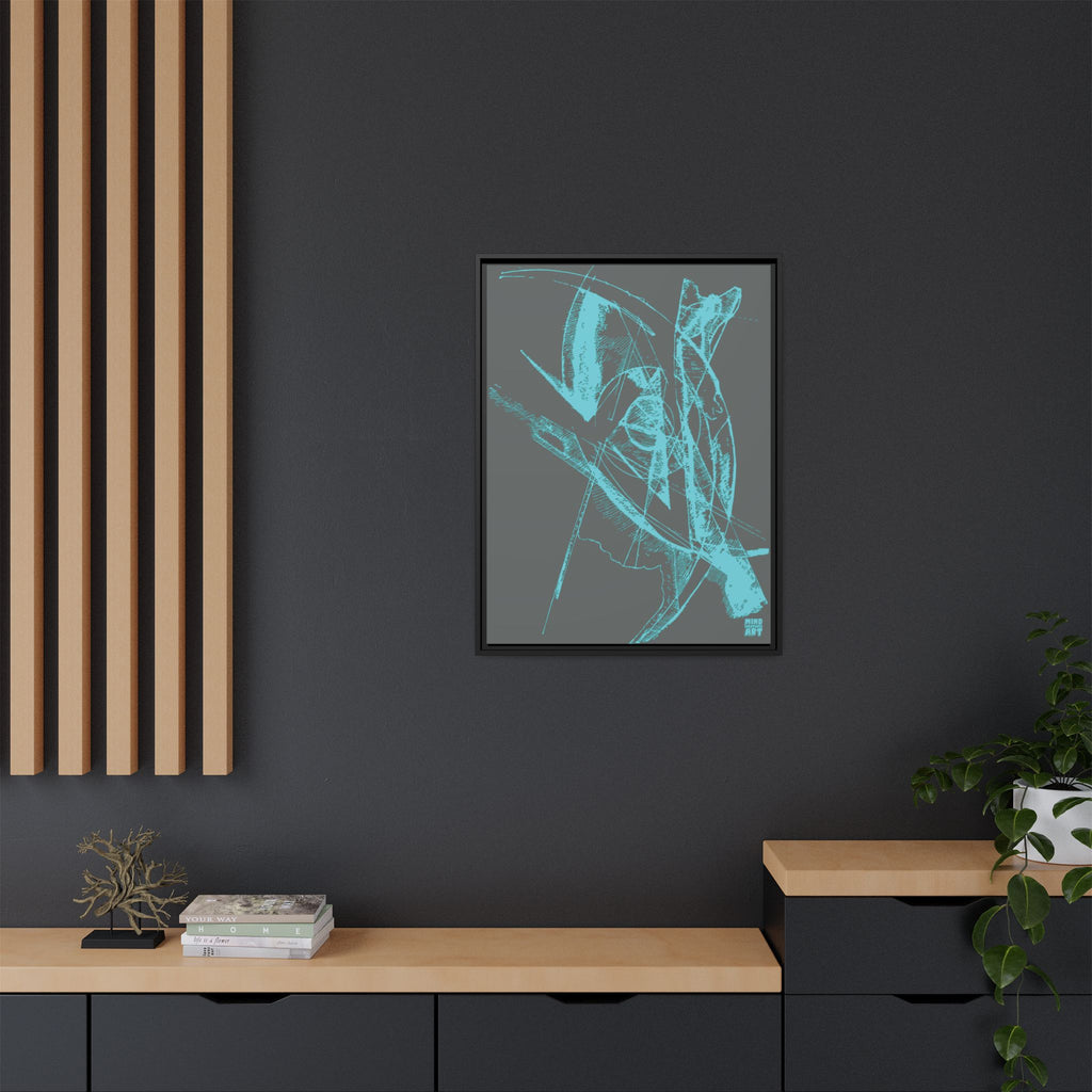 Watching (Aqua, Dark Gray Background) Matte Canvas, Framed