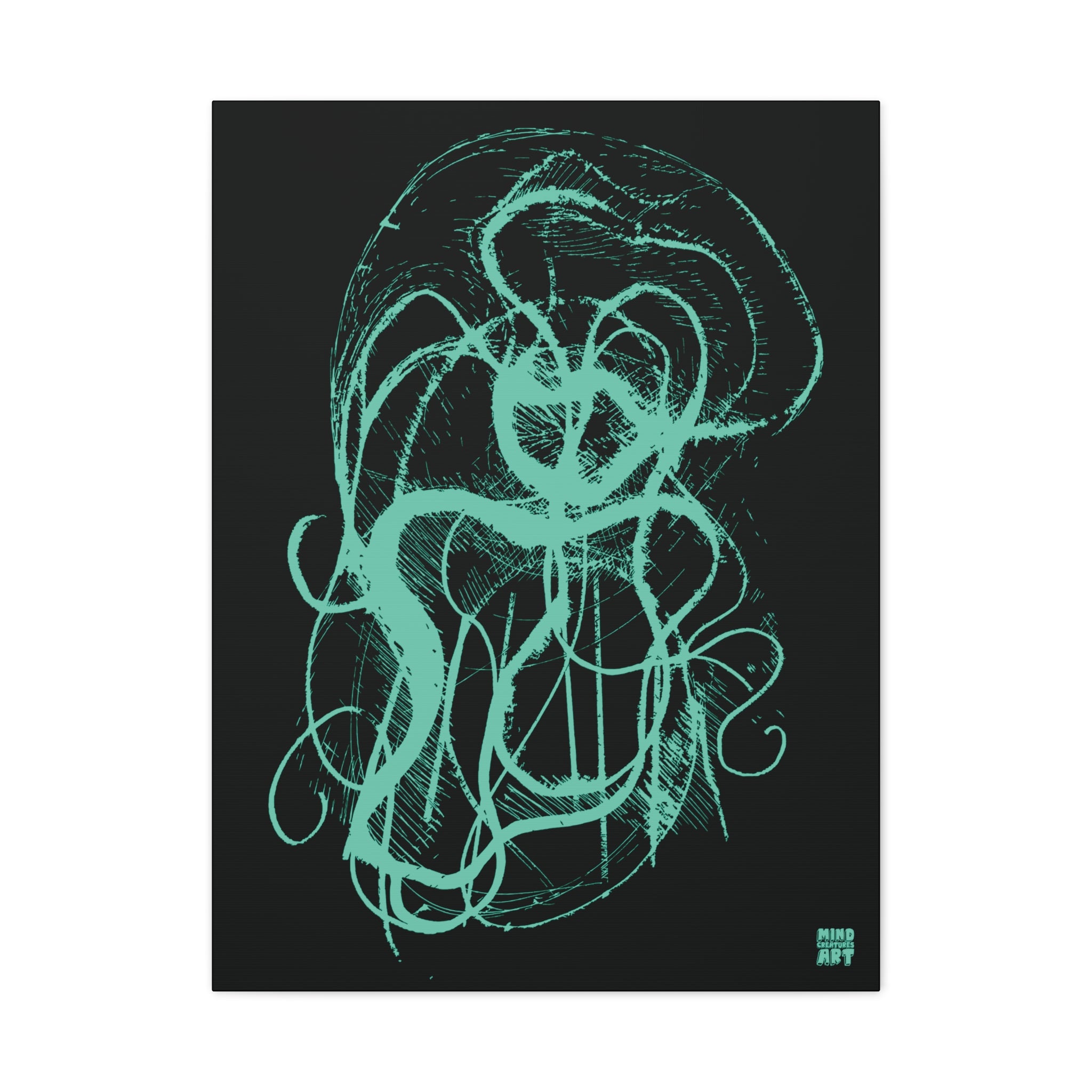 Davy Jones (Teal, Black Background) Matte Canvas, Stretched, 1.25"