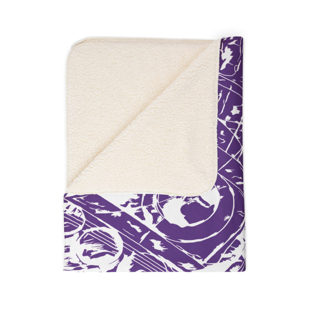 Love (White, Mirror, Purple Background) Fleece Sherpa Blanket