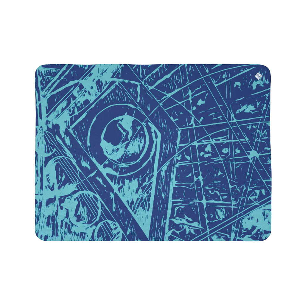 Love (Aqua, Dark Blue Background) Fleece Sherpa Blanket