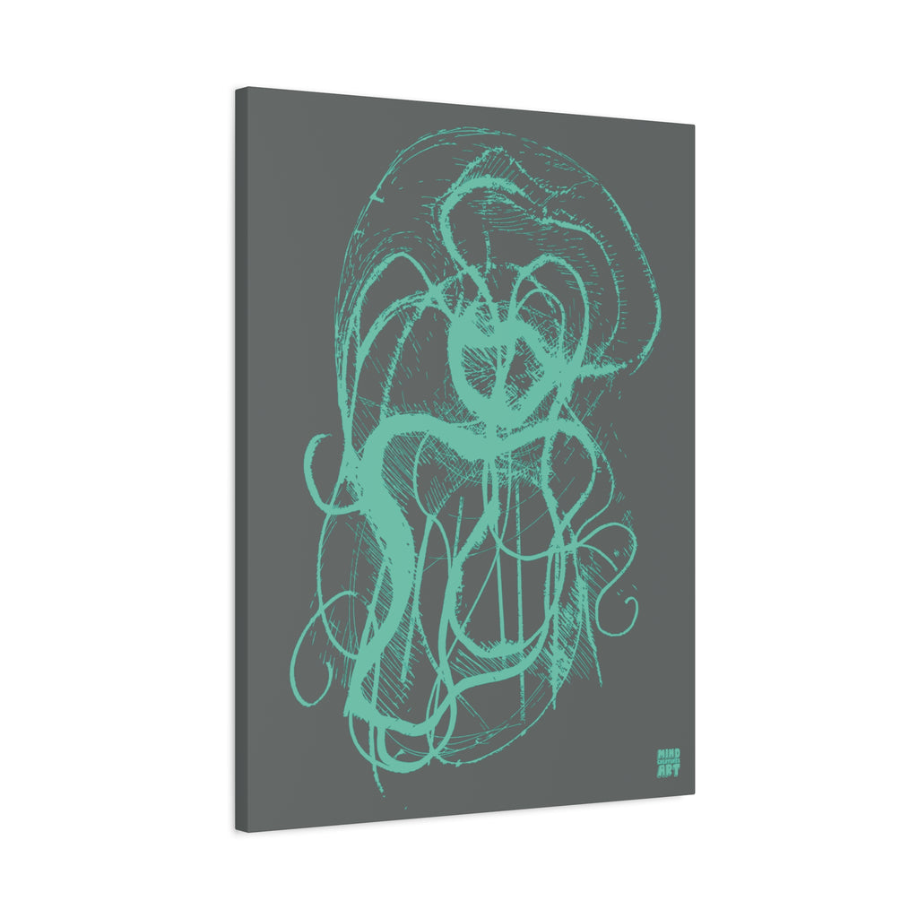 Davy Jones (Teal, Dark Gray Background) Matte Canvas, Stretched, 1.25"