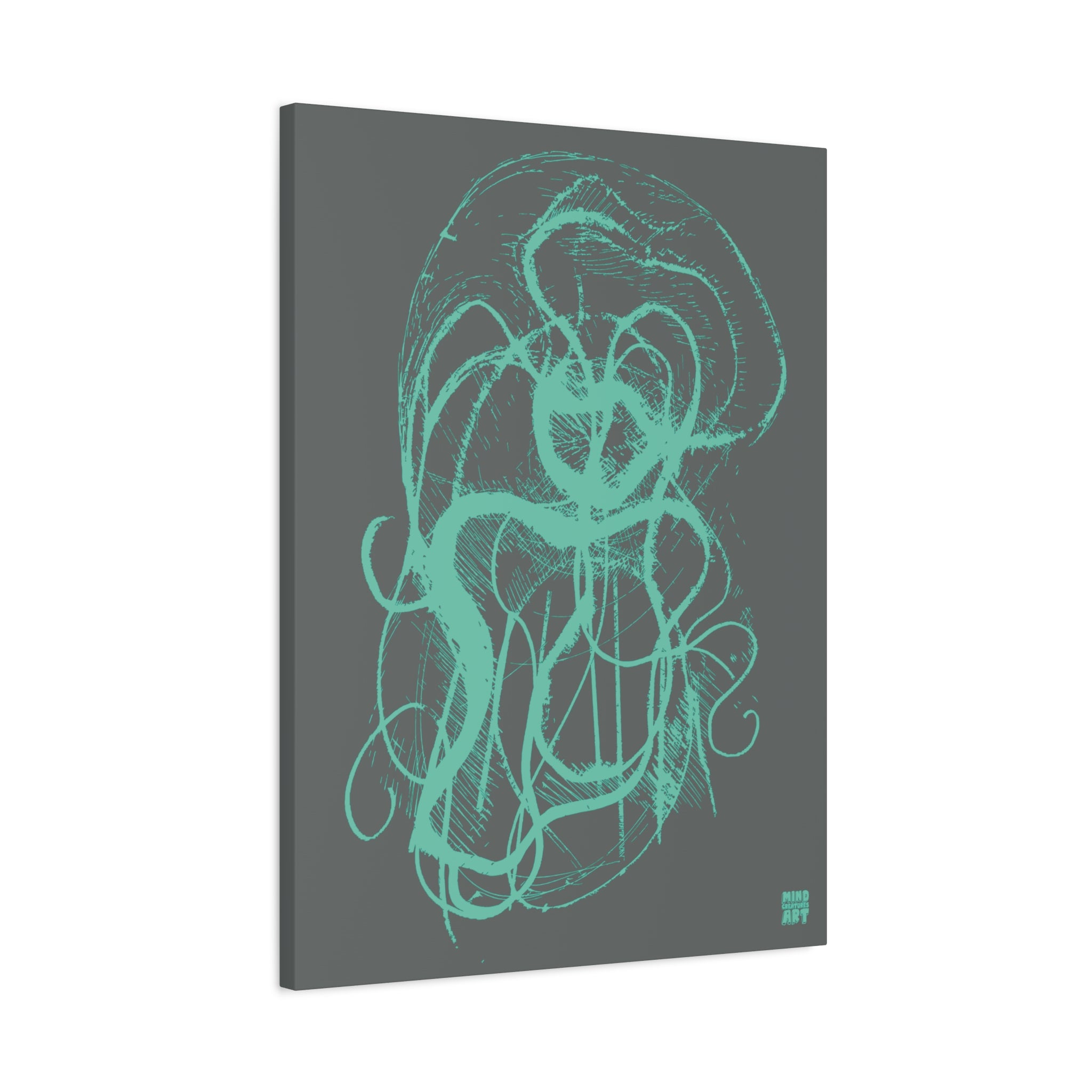 Davy Jones (Teal, Dark Gray Background) Matte Canvas, Stretched, 1.25"