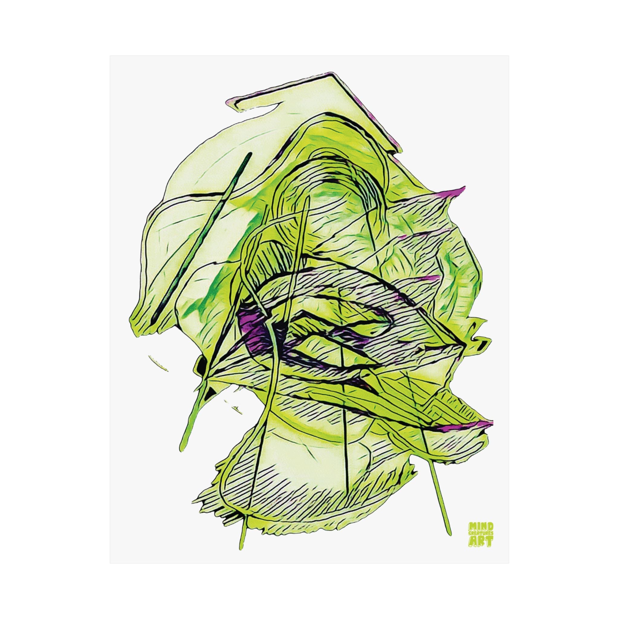 Dive Reflex (Lime, White Background) Matte Poster
