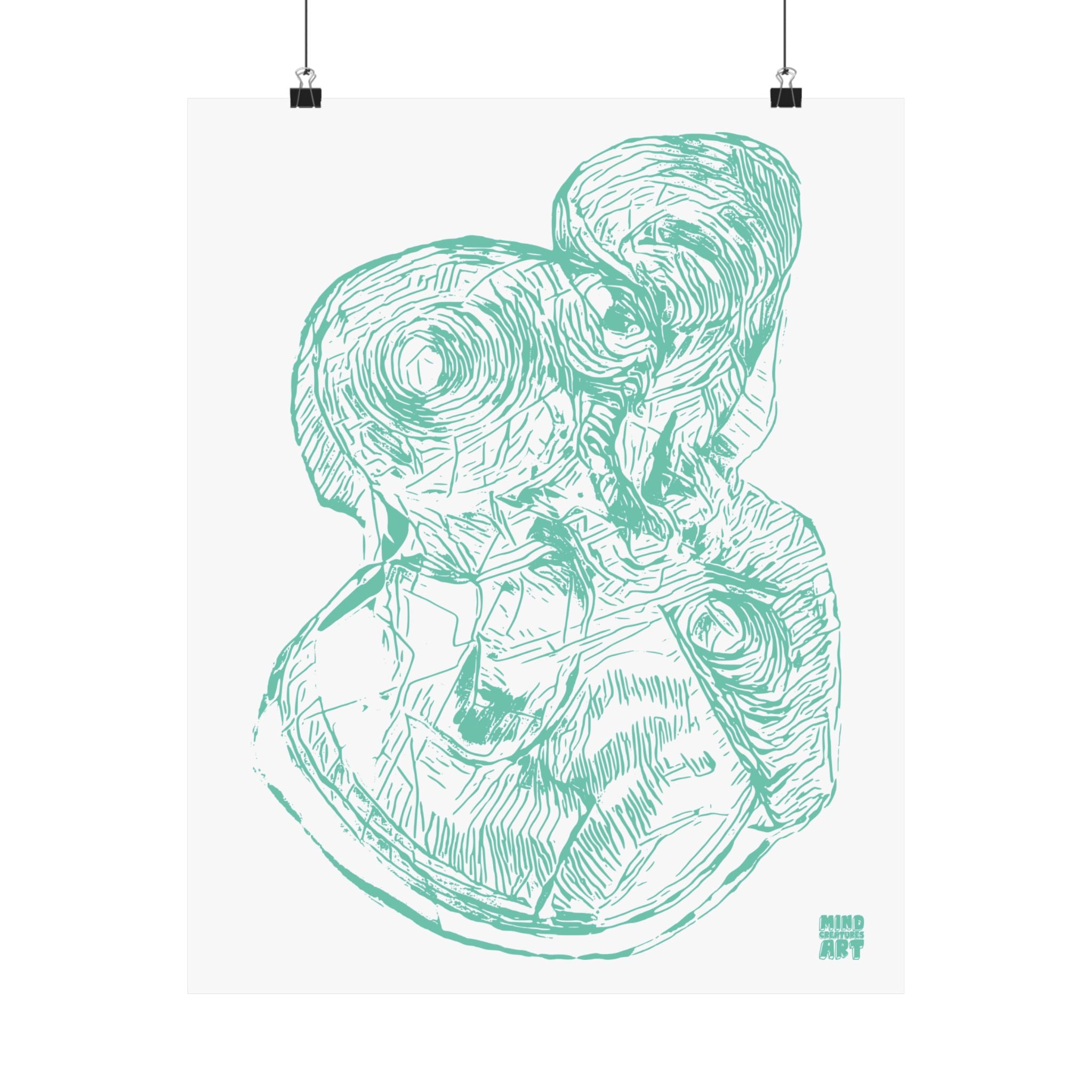 Curiosity (Teal, White Background) Matte Poster