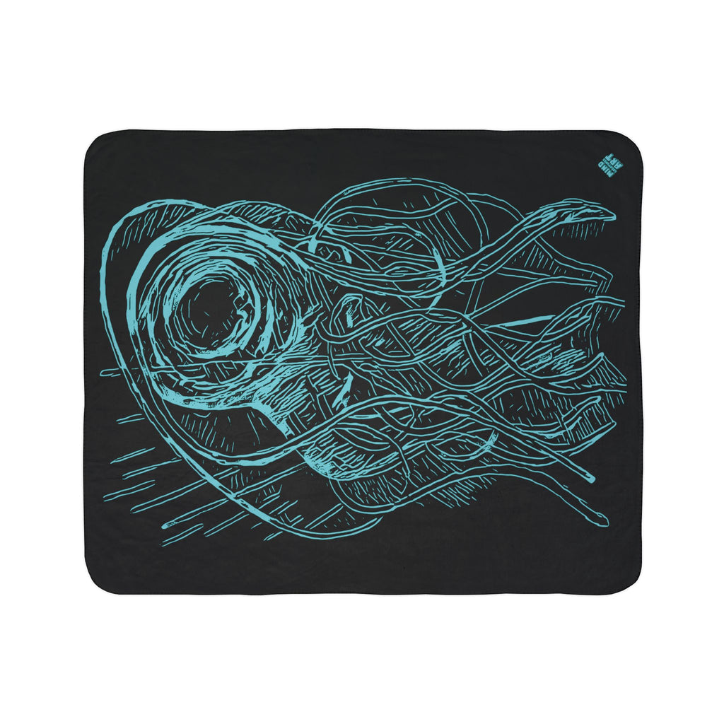 Jelly Jam (Aqua, Black Background) Fleece Sherpa Blanket
