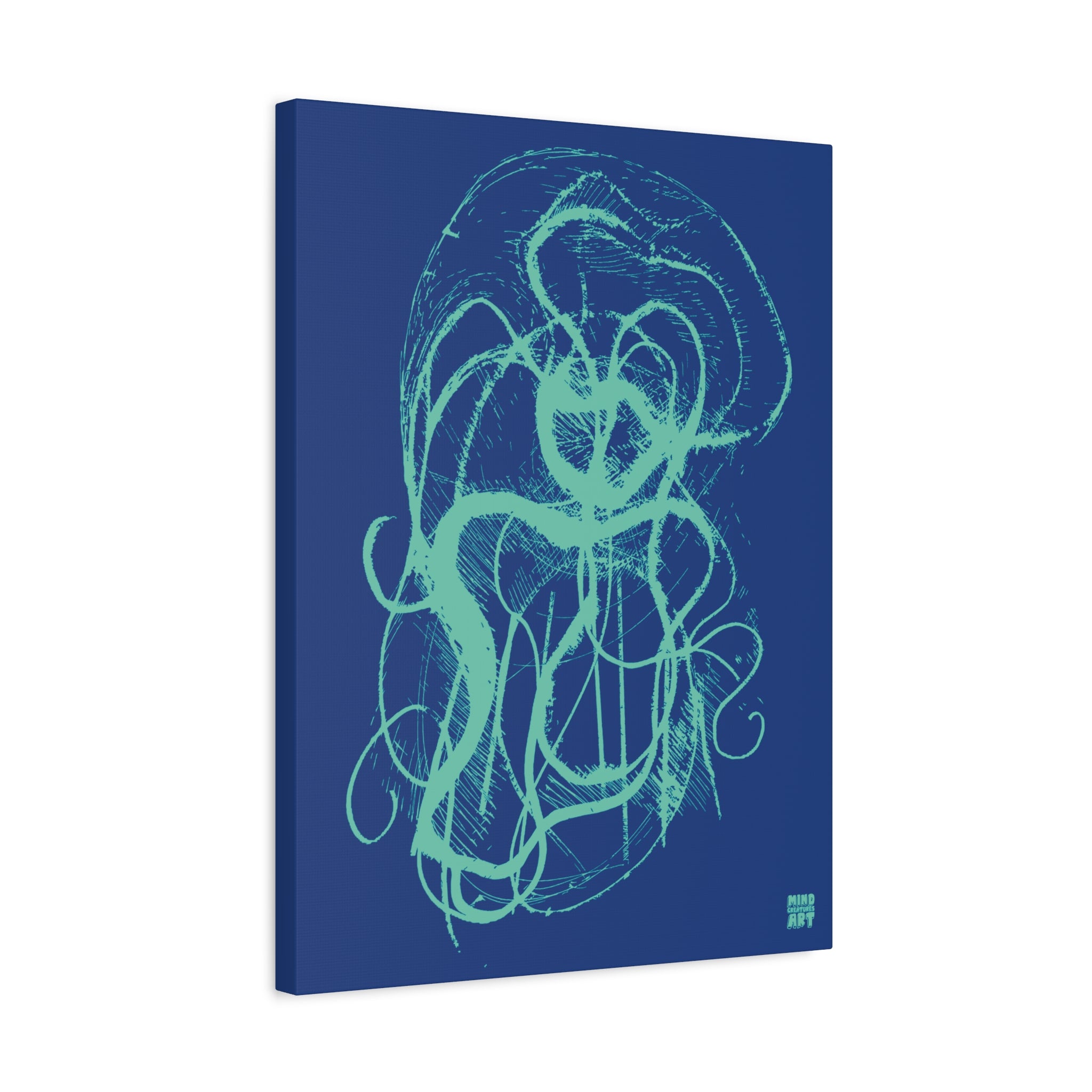 Davy Jones (Teal, Dark Blue Background) Matte Canvas, Stretched, 1.25"