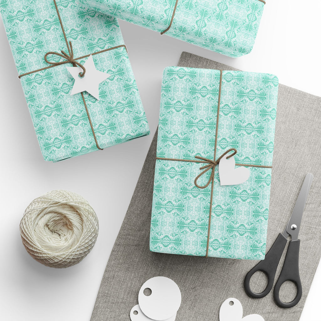 Love (Seafoam, White Background) Heavy Wrapping Paper
