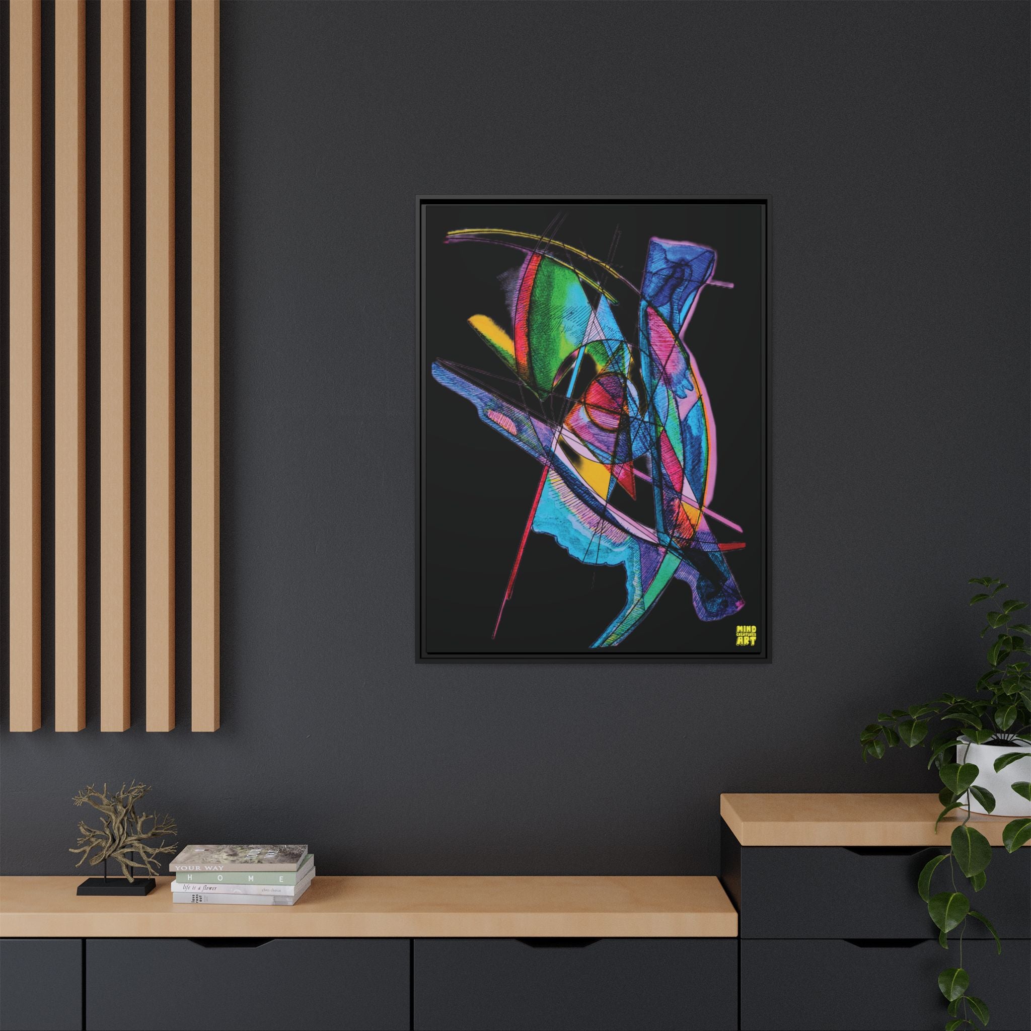 Watching (Black Background) Matte Canvas, Framed