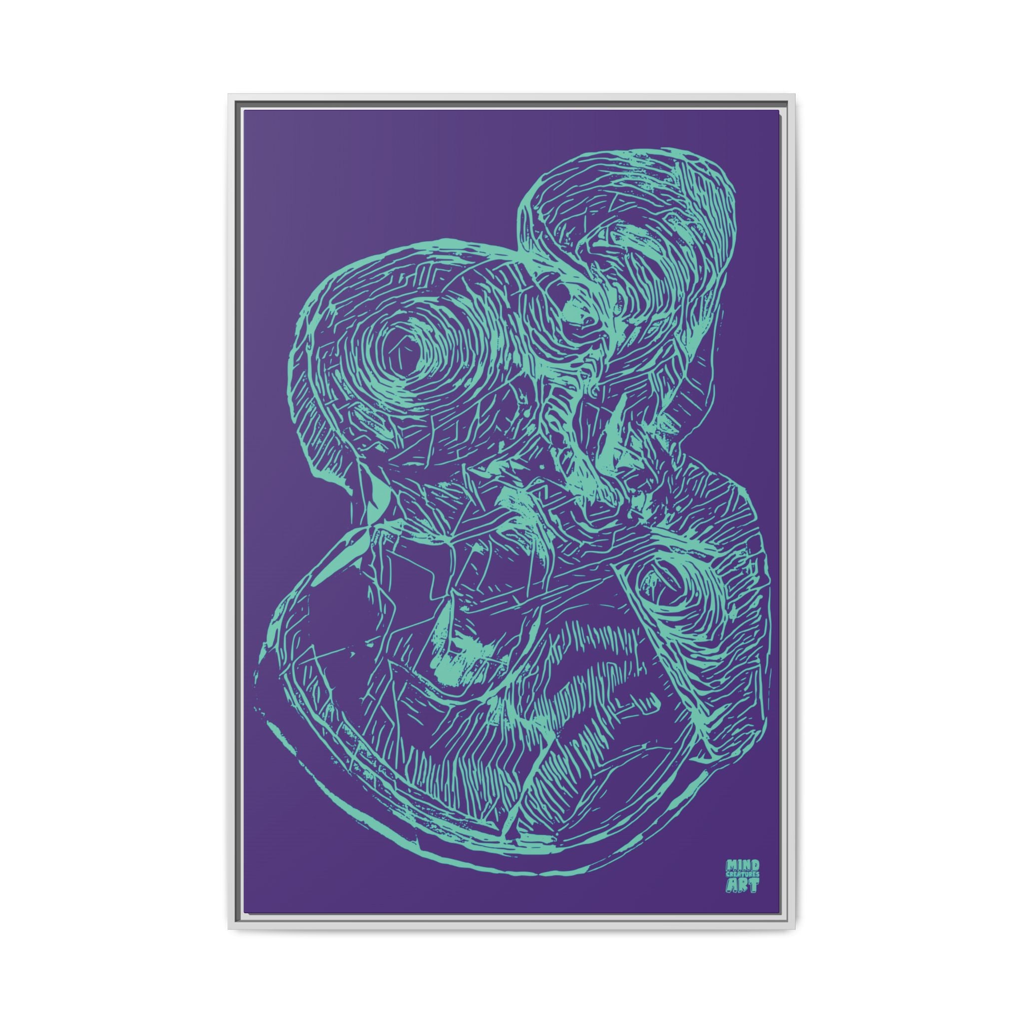 Curiosity (Teal, Purple Background) Matte Canvas, Framed
