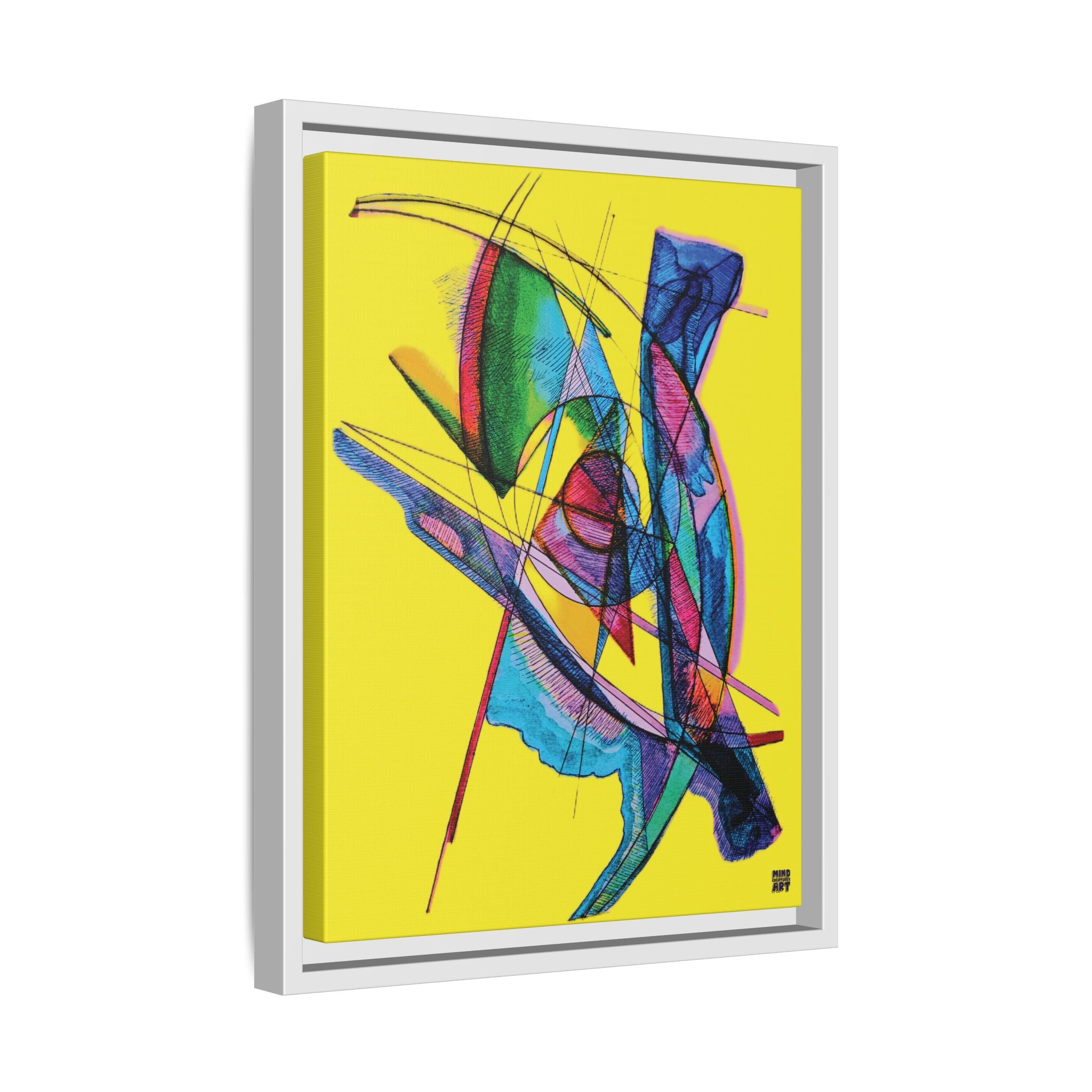 Watching (Yellow Background) Matte Canvas, Framed