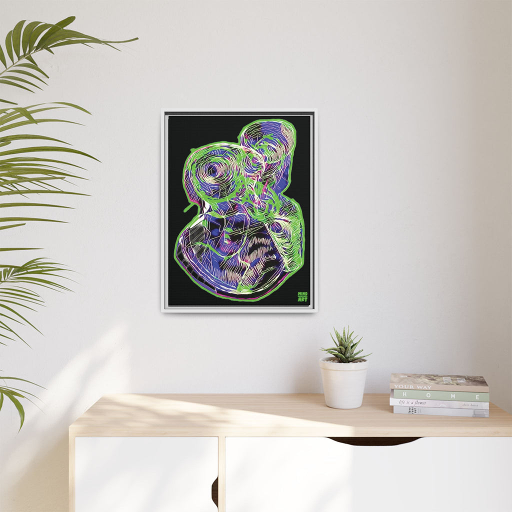 Curiosity (Electric Green, Black Background) Matte Canvas, Framed