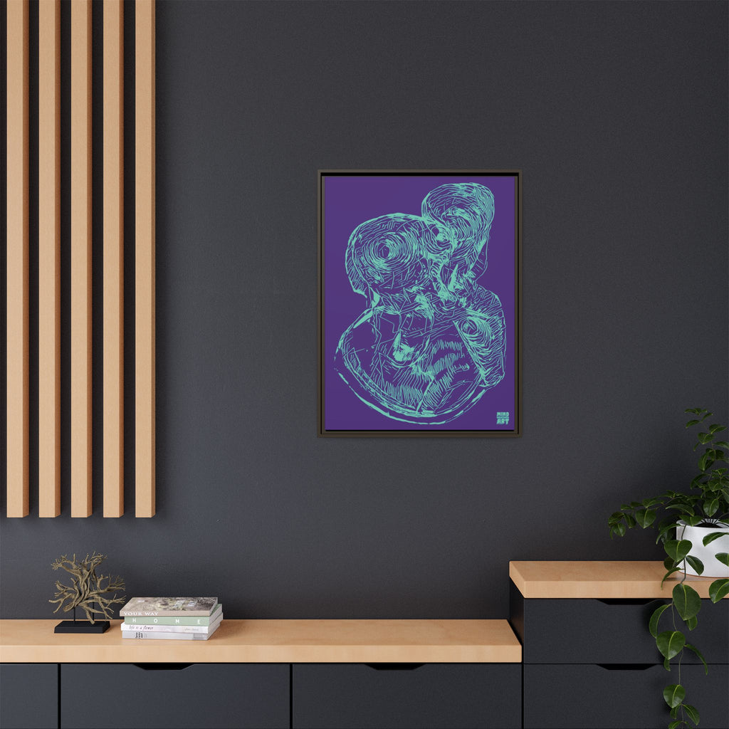 Curiosity (Teal, Purple Background) Matte Canvas, Framed