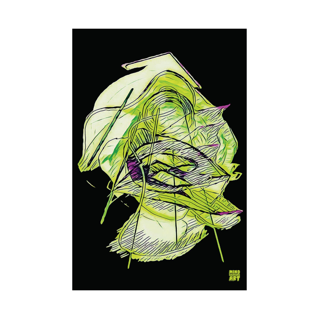 Dive Reflex (Lime, Black Background) Matte Poster