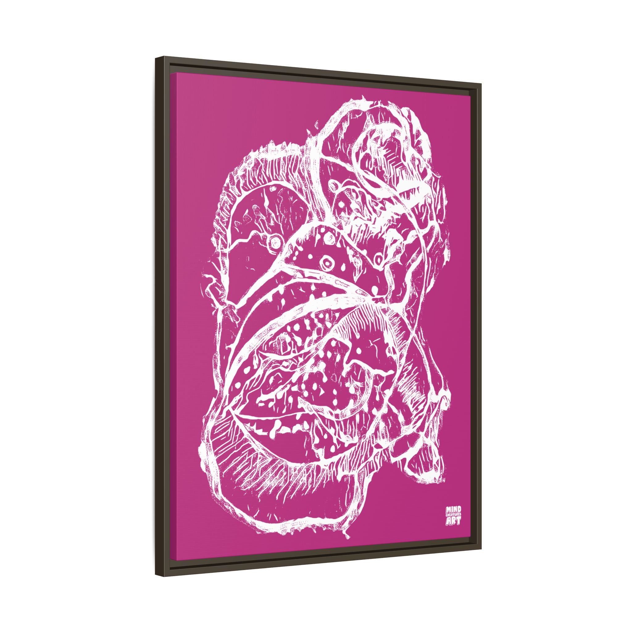 Exploration (White, Pink Background) Matte Canvas, Framed