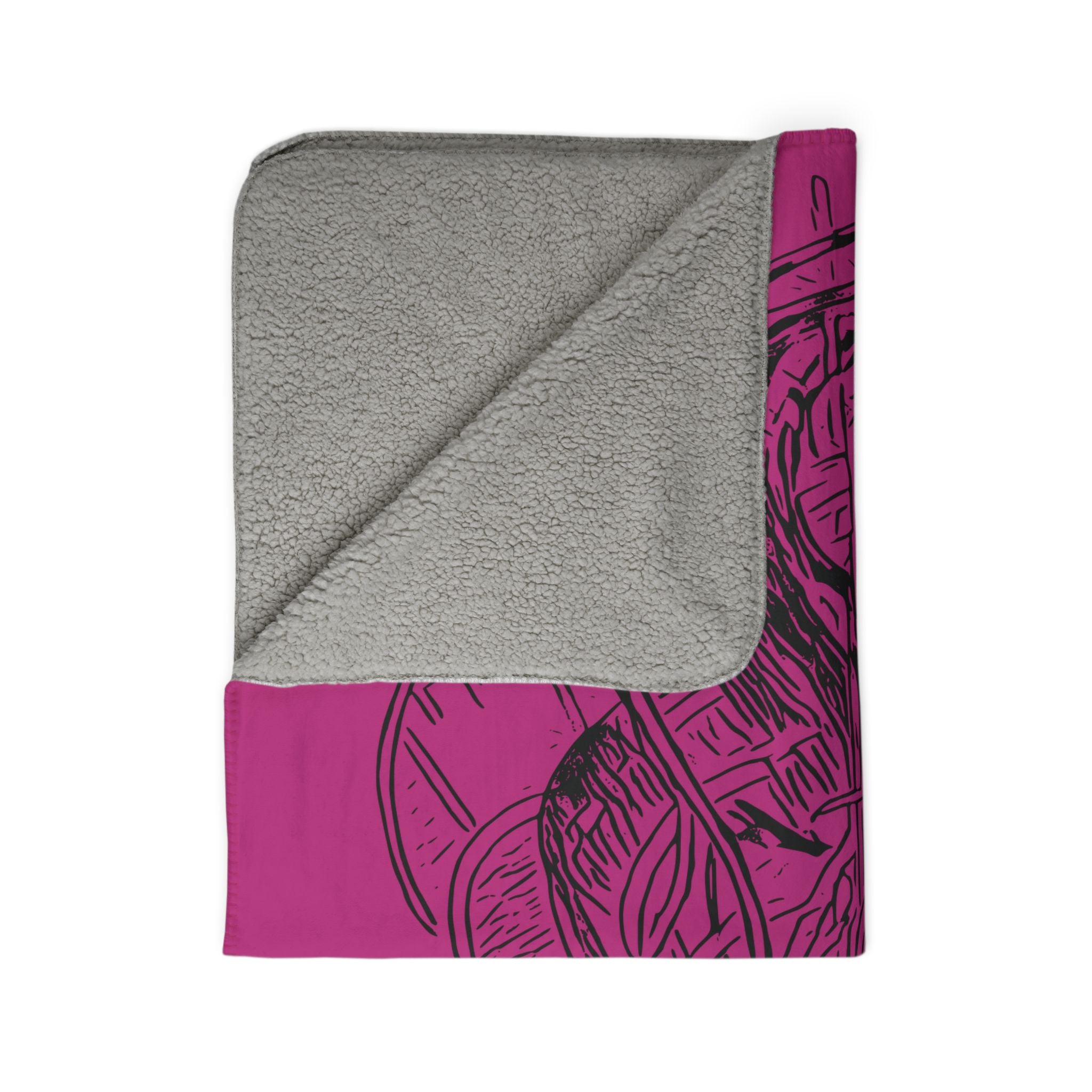 Jelly Jam (Black, Pink Background) Fleece Sherpa Blanket