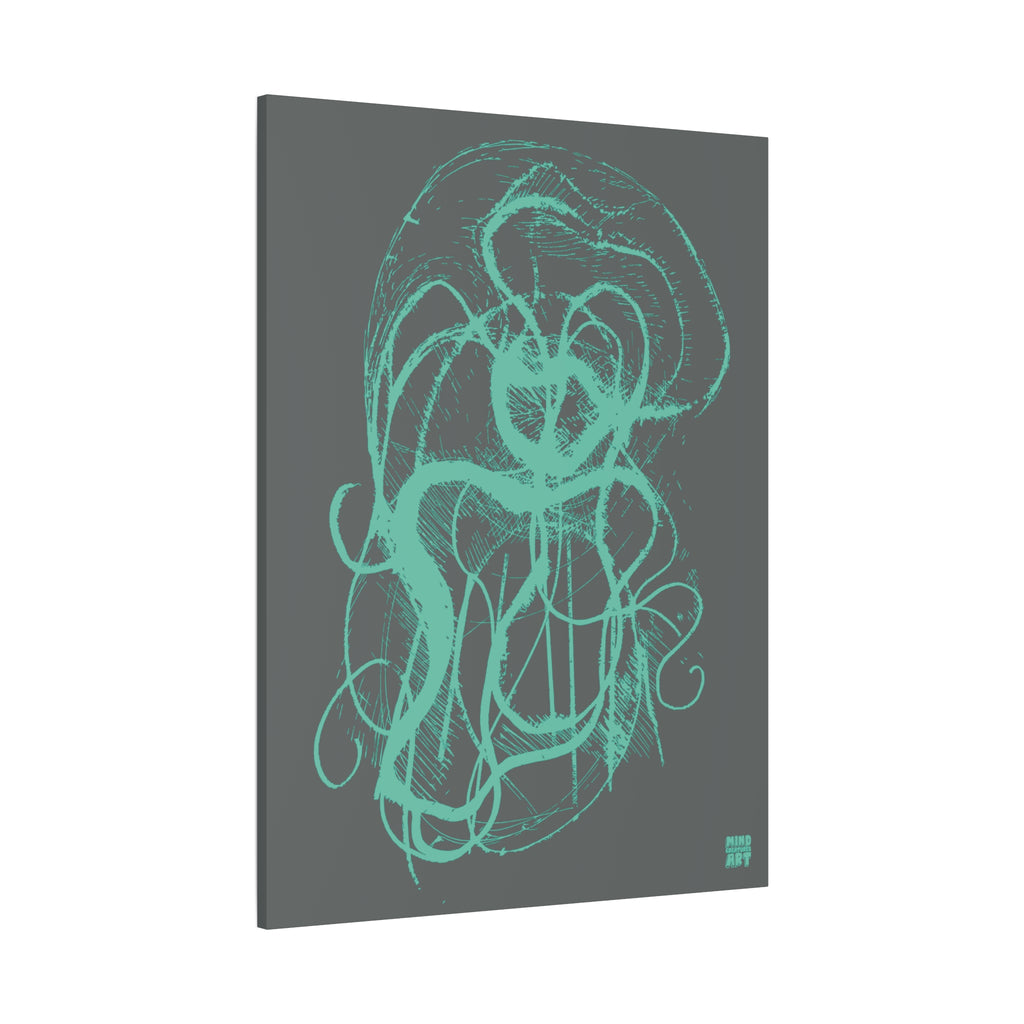Davy Jones (Teal, Dark Gray Background) Matte Canvas, Stretched, 1.25"