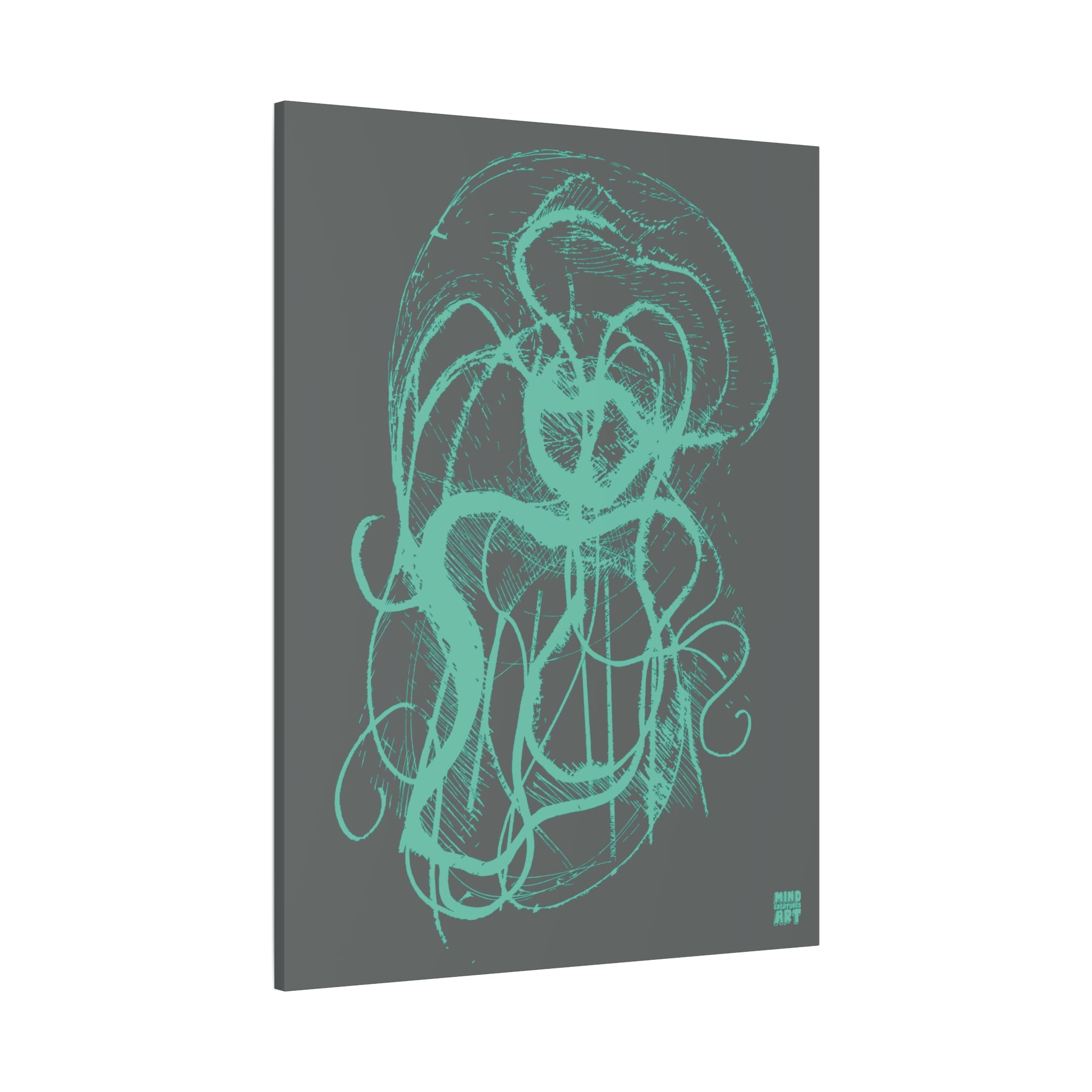 Davy Jones (Teal, Dark Gray Background) Matte Canvas, Stretched, 1.25"