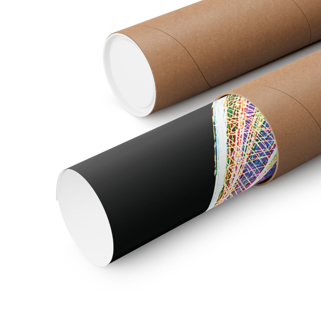 Renewal (Electric Yellow & Purple, Black Background) Matte Poster