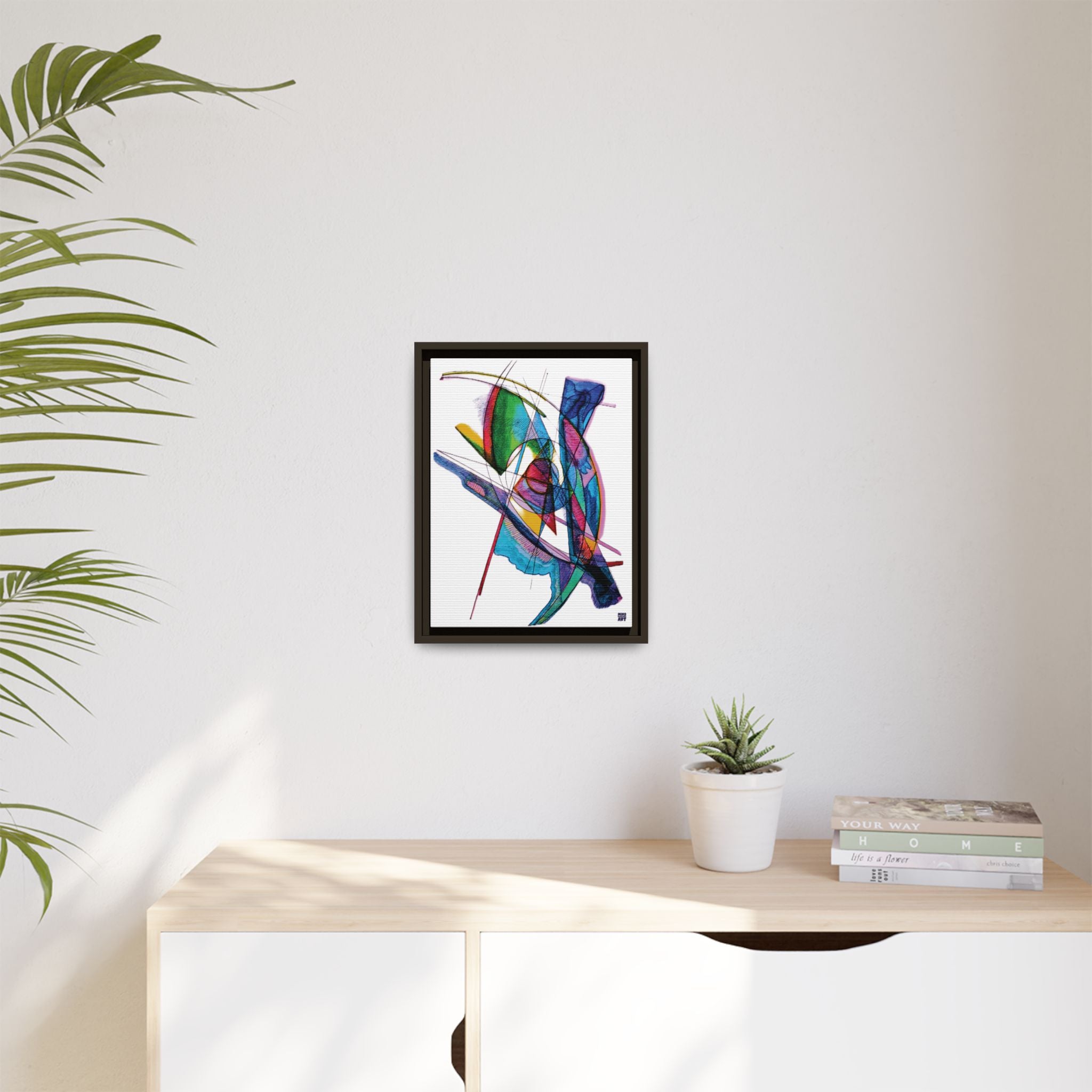 Watching (White Background) Matte Canvas, Framed