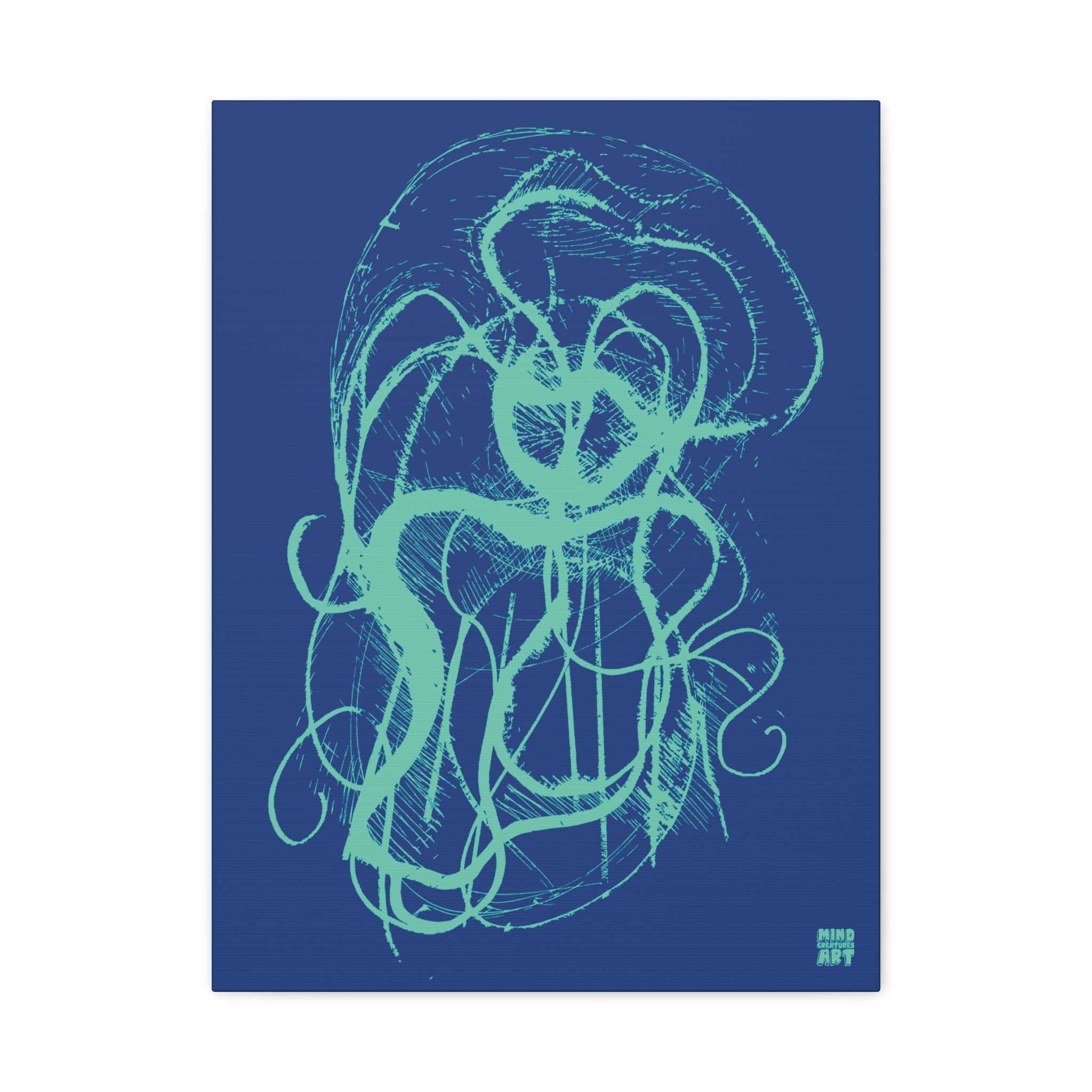 Davy Jones (Teal, Dark Blue Background) Matte Canvas, Stretched, 1.25"
