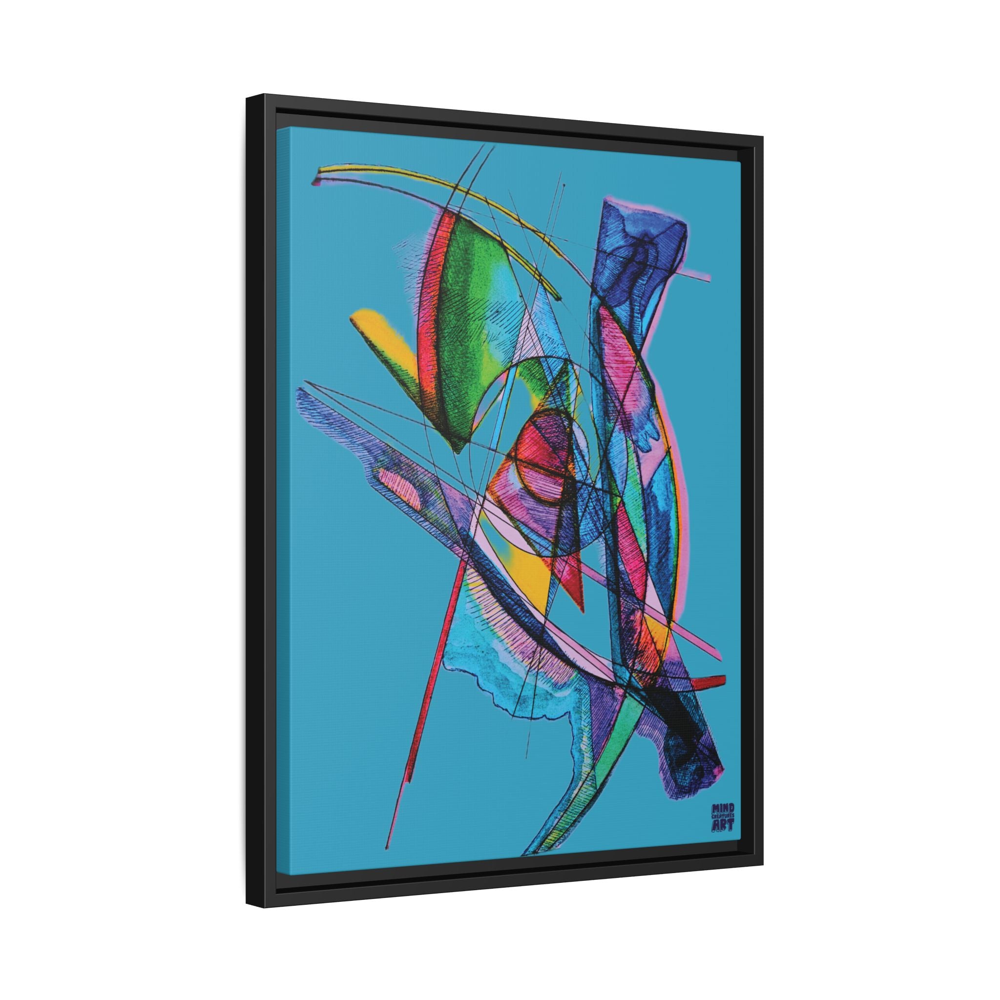 Watching (Turquoise Background) Matte Canvas, Framed