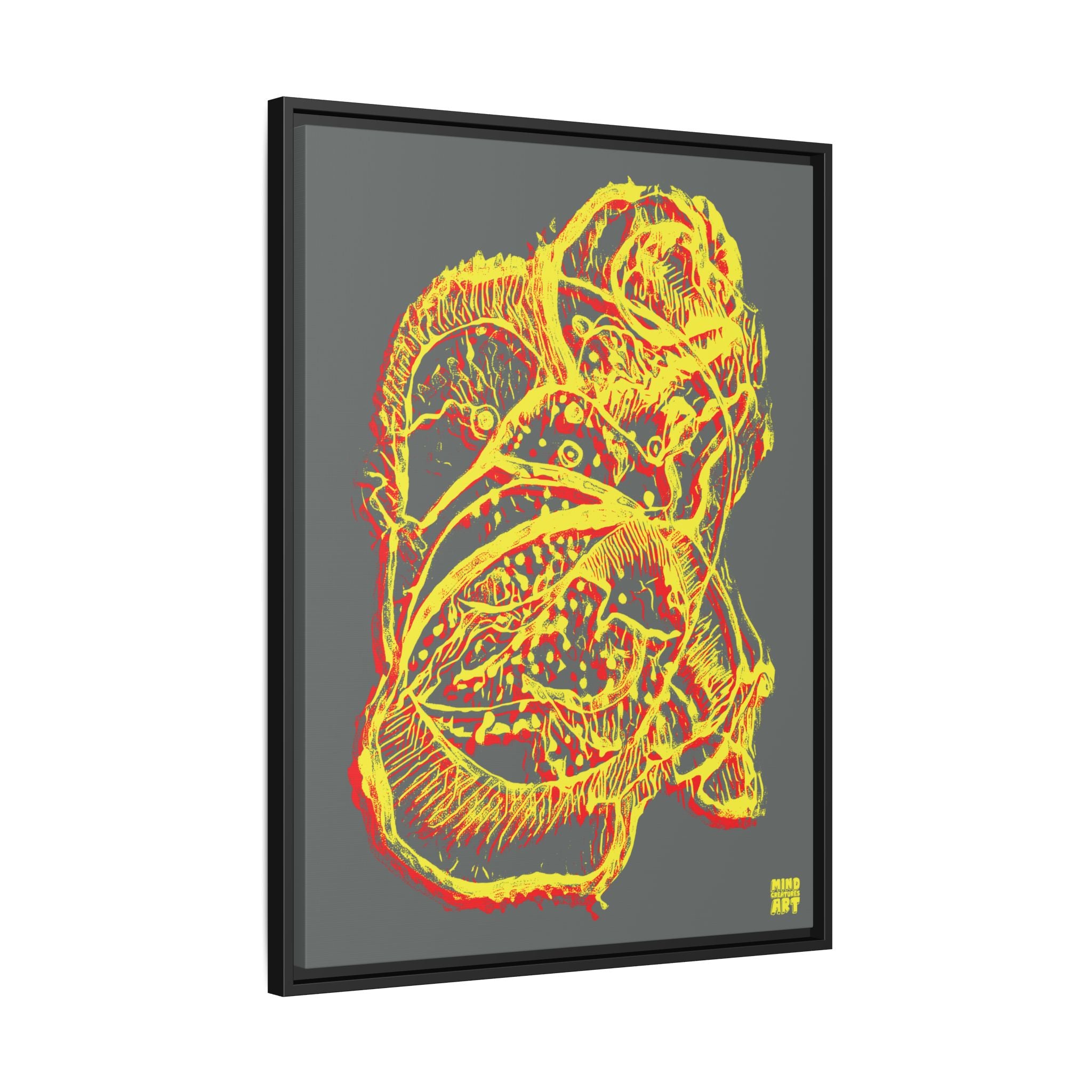 Exploration (Blur, Red & Yellow, Dark Gray Background) Matte Canvas, Framed