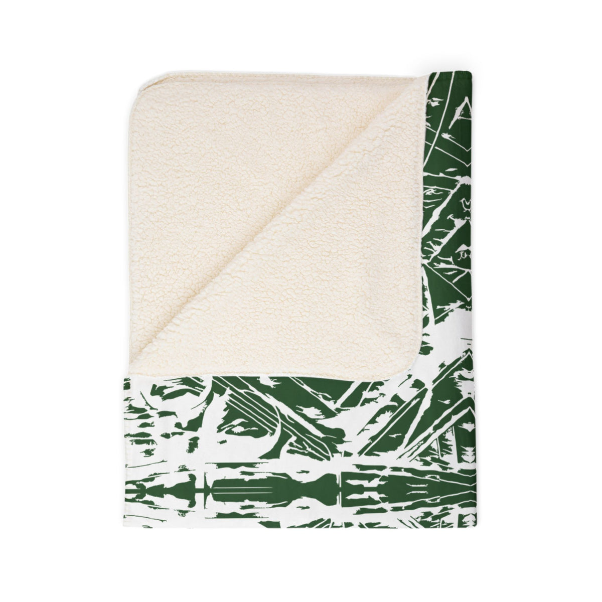 Love (White, Mirror, Dark Green Background) Fleece Sherpa Blanket