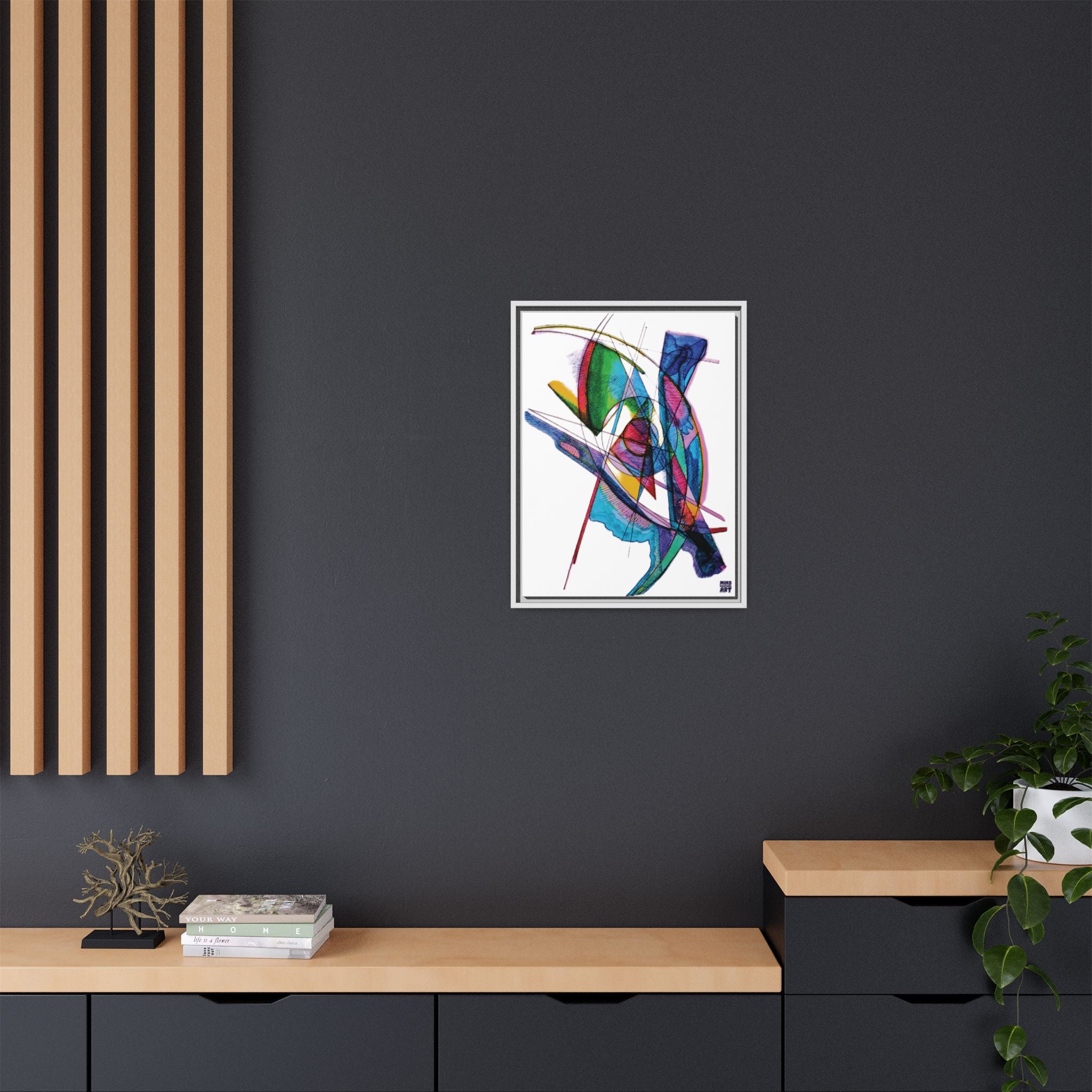 Watching (White Background) Matte Canvas, Framed